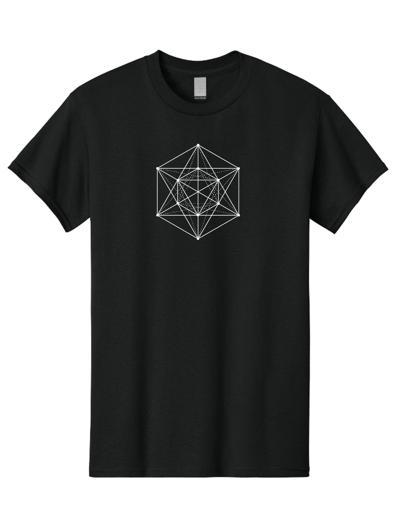 Geometric-Shape Men'S Graphic Tee, 100% Cotton, Comfortable Casual Summer Wear, Machine Washable, Geometric Shape, Complex Pattern, Interconnected Lines, Symmetrical Design, White Lines, Sacred Geometry, Intricate Details Aab985
