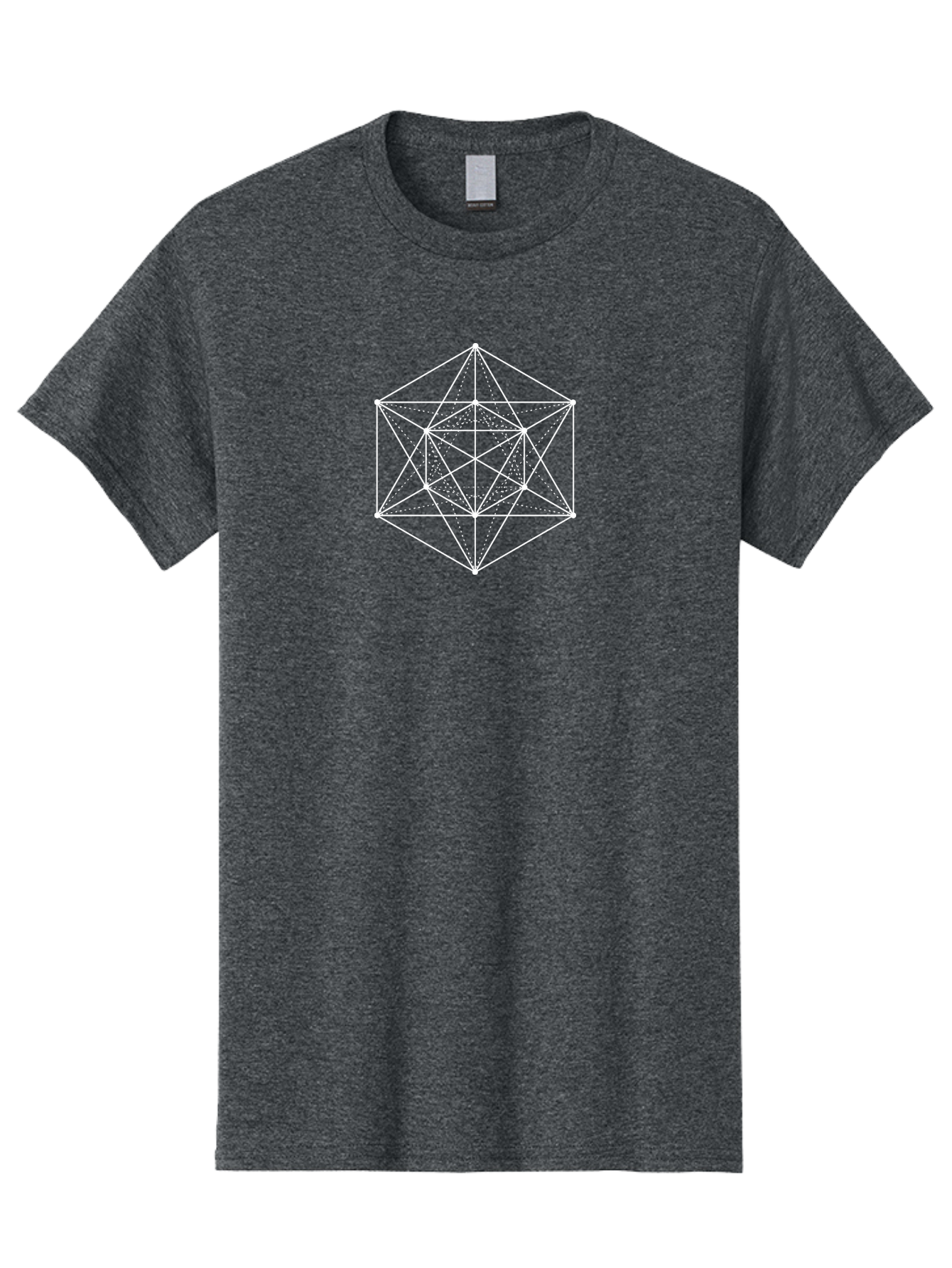 Geometric-Shape Men'S Graphic Tee, 100% Cotton, Comfortable Casual Summer Wear, Machine Washable, Geometric Shape, Complex Pattern, Interconnected Lines, Symmetrical Design, White Lines, Sacred Geometry, Intricate Details Aab985
