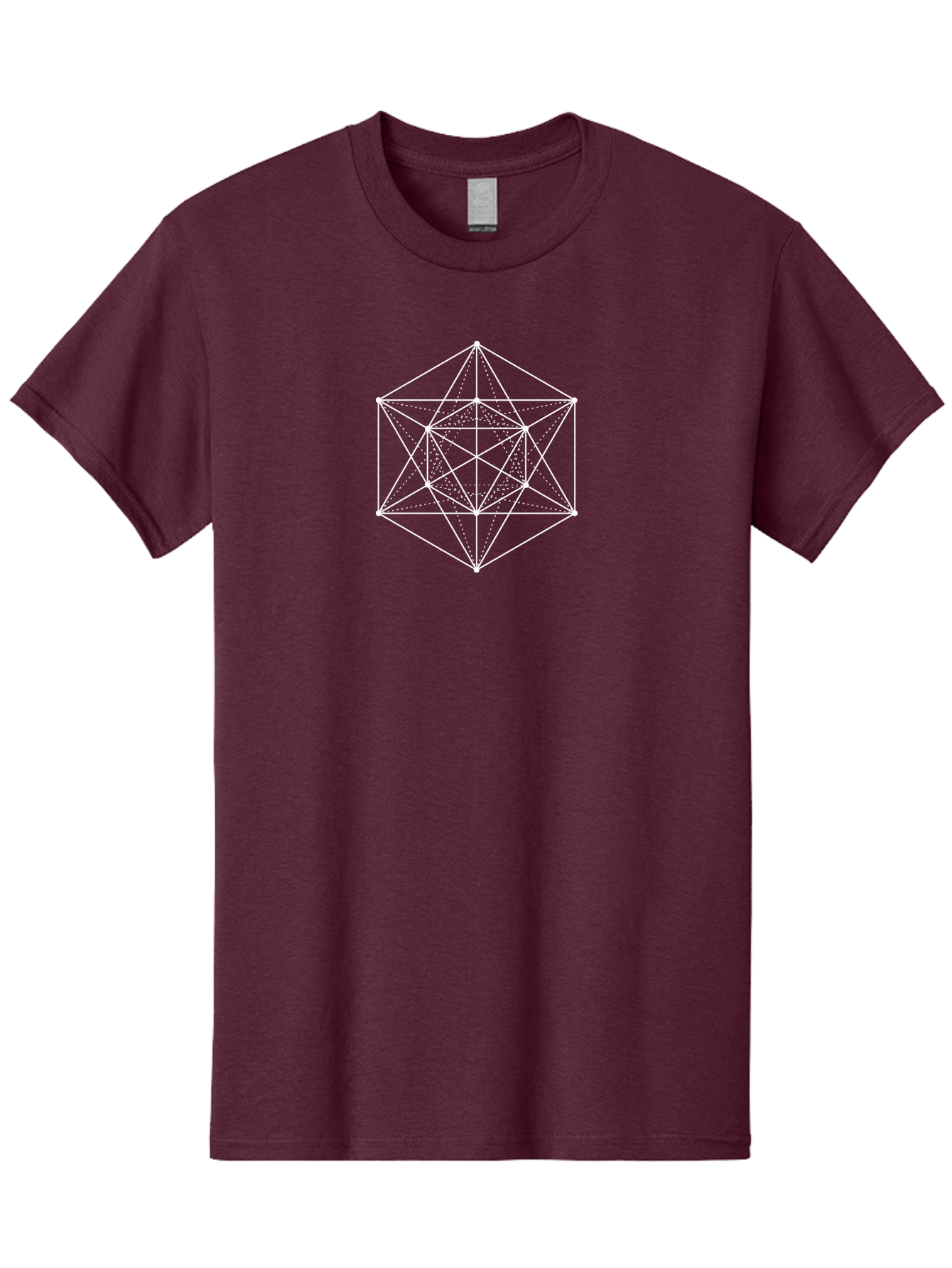 Geometric-Shape Men'S Graphic Tee, 100% Cotton, Comfortable Casual Summer Wear, Machine Washable, Geometric Shape, Complex Pattern, Interconnected Lines, Symmetrical Design, White Lines, Sacred Geometry, Intricate Details Aab985