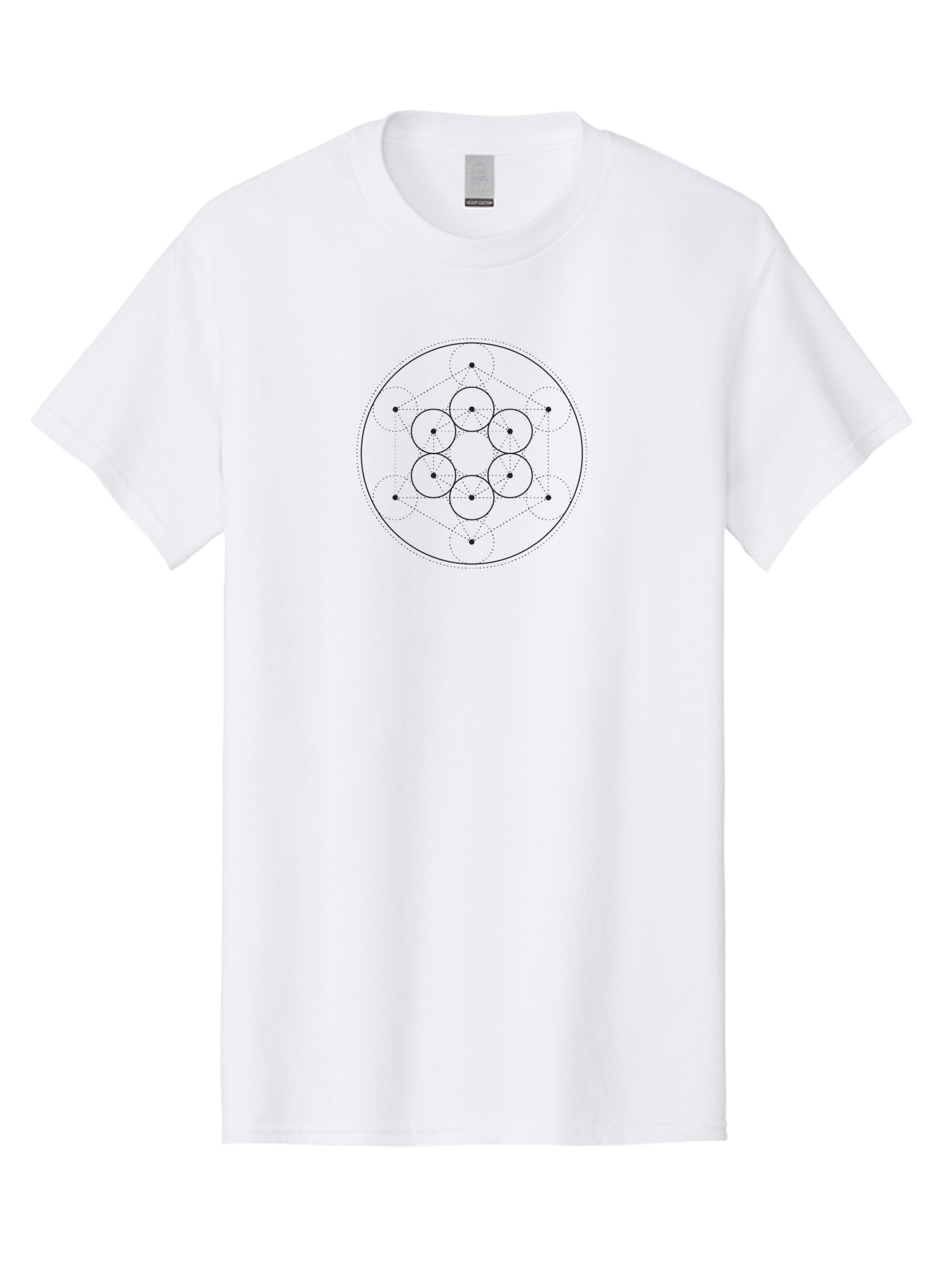 Seed-Of-Life Men'S Graphic Tee, 100% Cotton, Comfortable Casual Summer Wear, Machine Washable, Geometric Pattern, Circular Design, Symmetrical Shapes, Interconnected Circles, Abstract Art, Minimalist Style, Modern Graphics, Sacred Geometry, Aab993