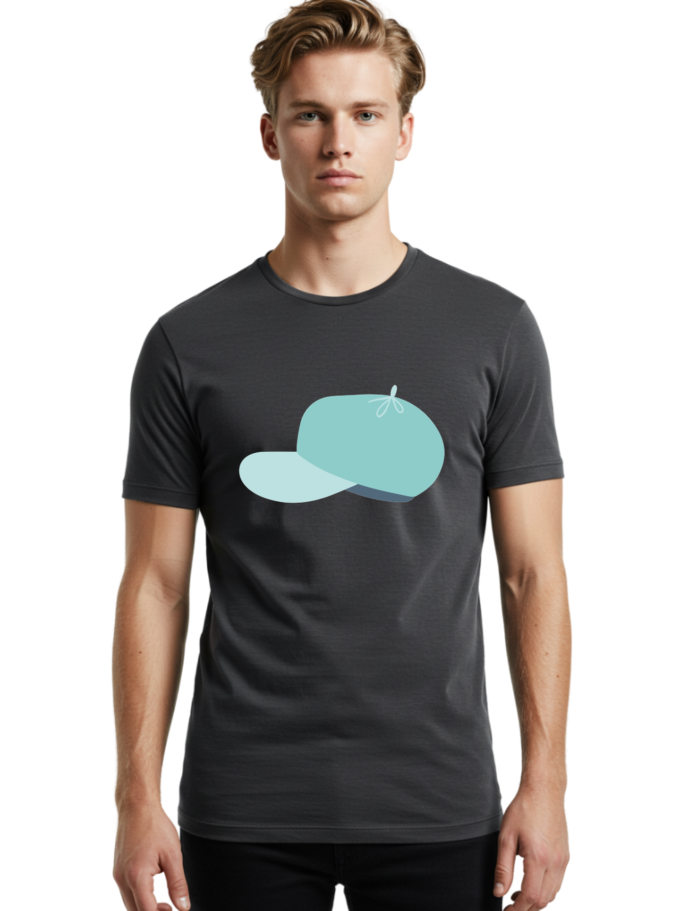 Baseball-Cap Men'S Graphic Tee, 100% Cotton, Comfortable Casual Summer Wear, Machine Washable, Baseball Cap, Sports Headwear, Casual Fashion, Adjustable Cap, Minimalist Design, Simple Style, Cap With Brim Aac001