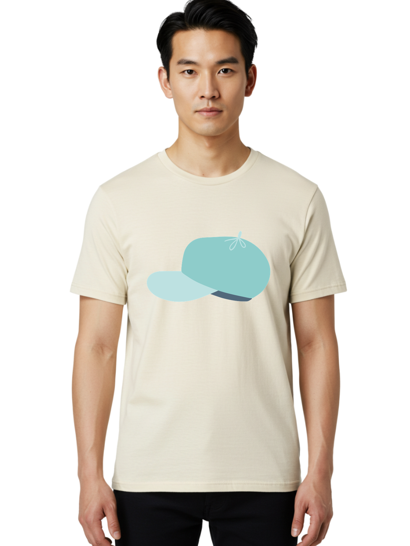 Baseball-Cap Men'S Graphic Tee, 100% Cotton, Comfortable Casual Summer Wear, Machine Washable, Baseball Cap, Sports Headwear, Casual Fashion, Adjustable Cap, Minimalist Design, Simple Style, Cap With Brim Aac001