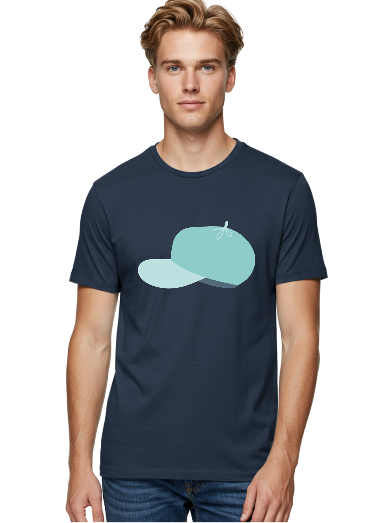 Baseball-Cap Men'S Graphic Tee, 100% Cotton, Comfortable Casual Summer Wear, Machine Washable, Baseball Cap, Sports Headwear, Casual Fashion, Adjustable Cap, Minimalist Design, Simple Style, Cap With Brim Aac001