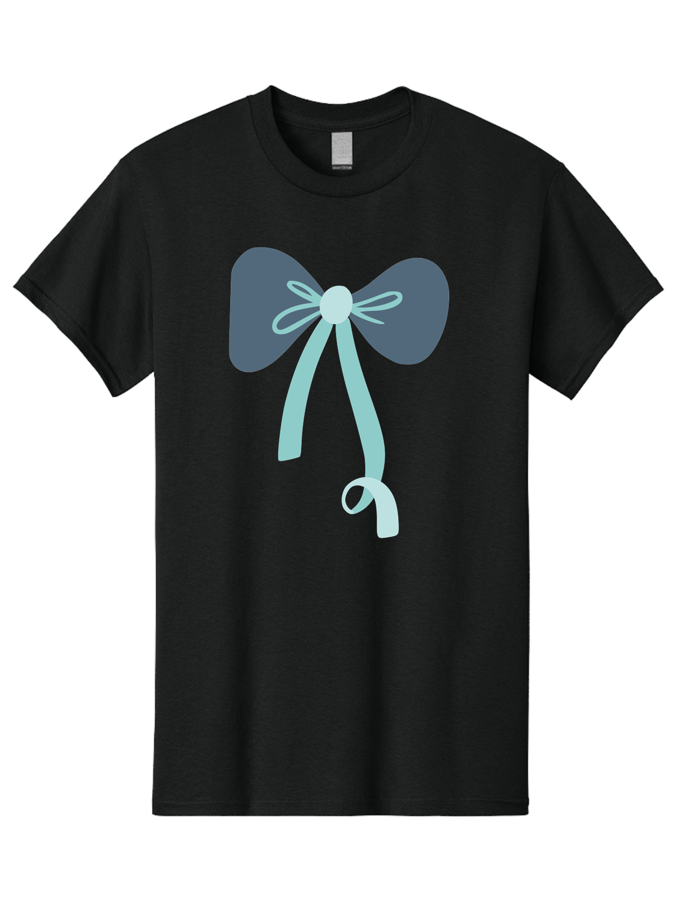 Bow-Ribbon Men'S Graphic Tee, 100% Cotton, Comfortable Casual Summer Wear, Machine Washable, Grey Bow, Blue Ribbon, Decorative Bow, Elegant Design, Stylish Accessory, Fashion Embellishment, Gift Wrapping, Party Decoration Aac004