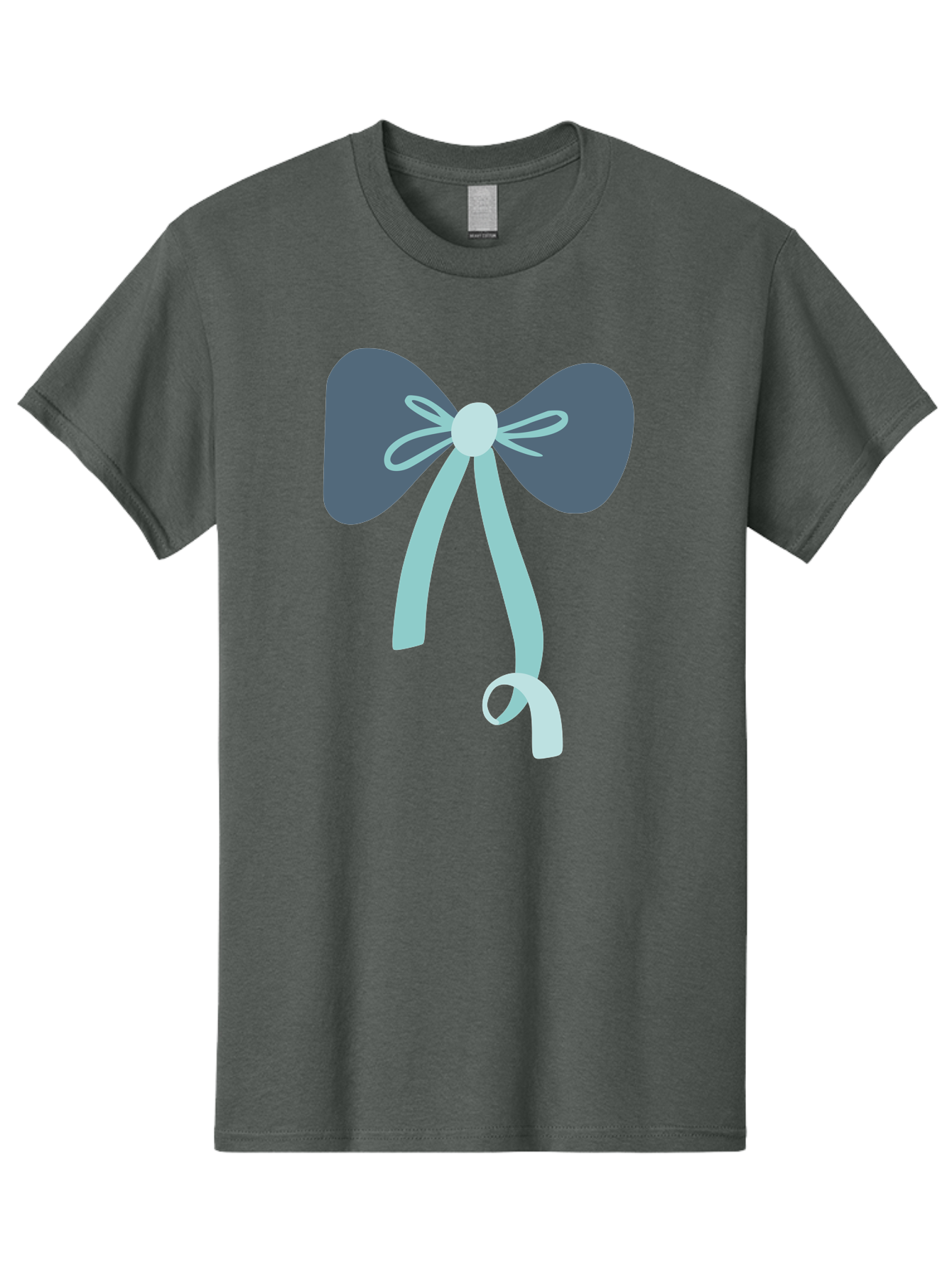 Bow-Ribbon Men'S Graphic Tee, 100% Cotton, Comfortable Casual Summer Wear, Machine Washable, Grey Bow, Blue Ribbon, Decorative Bow, Elegant Design, Stylish Accessory, Fashion Embellishment, Gift Wrapping, Party Decoration Aac004