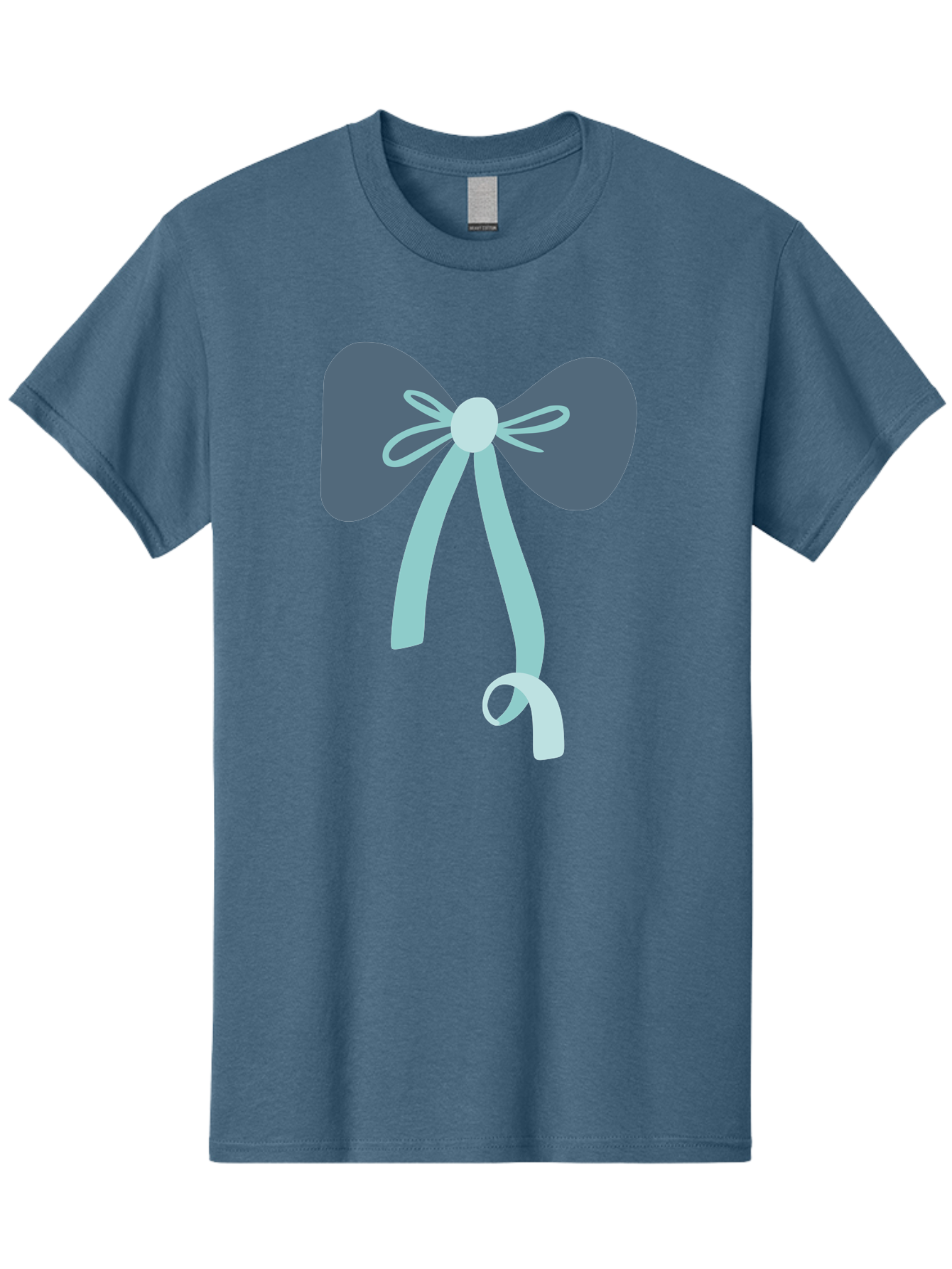 Bow-Ribbon Men'S Graphic Tee, 100% Cotton, Comfortable Casual Summer Wear, Machine Washable, Grey Bow, Blue Ribbon, Decorative Bow, Elegant Design, Stylish Accessory, Fashion Embellishment, Gift Wrapping, Party Decoration Aac004