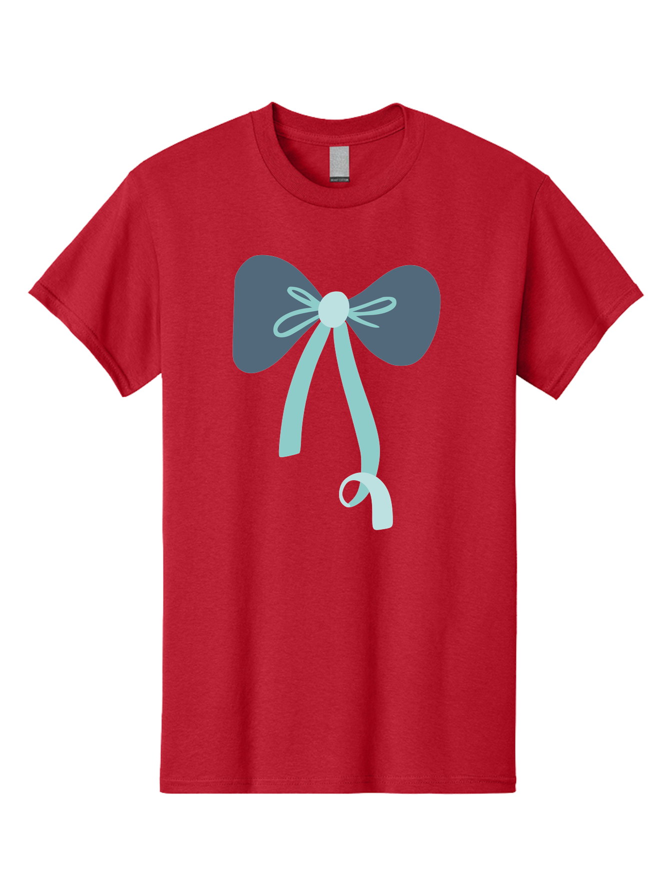Bow-Ribbon Men'S Graphic Tee, 100% Cotton, Comfortable Casual Summer Wear, Machine Washable, Grey Bow, Blue Ribbon, Decorative Bow, Elegant Design, Stylish Accessory, Fashion Embellishment, Gift Wrapping, Party Decoration Aac004