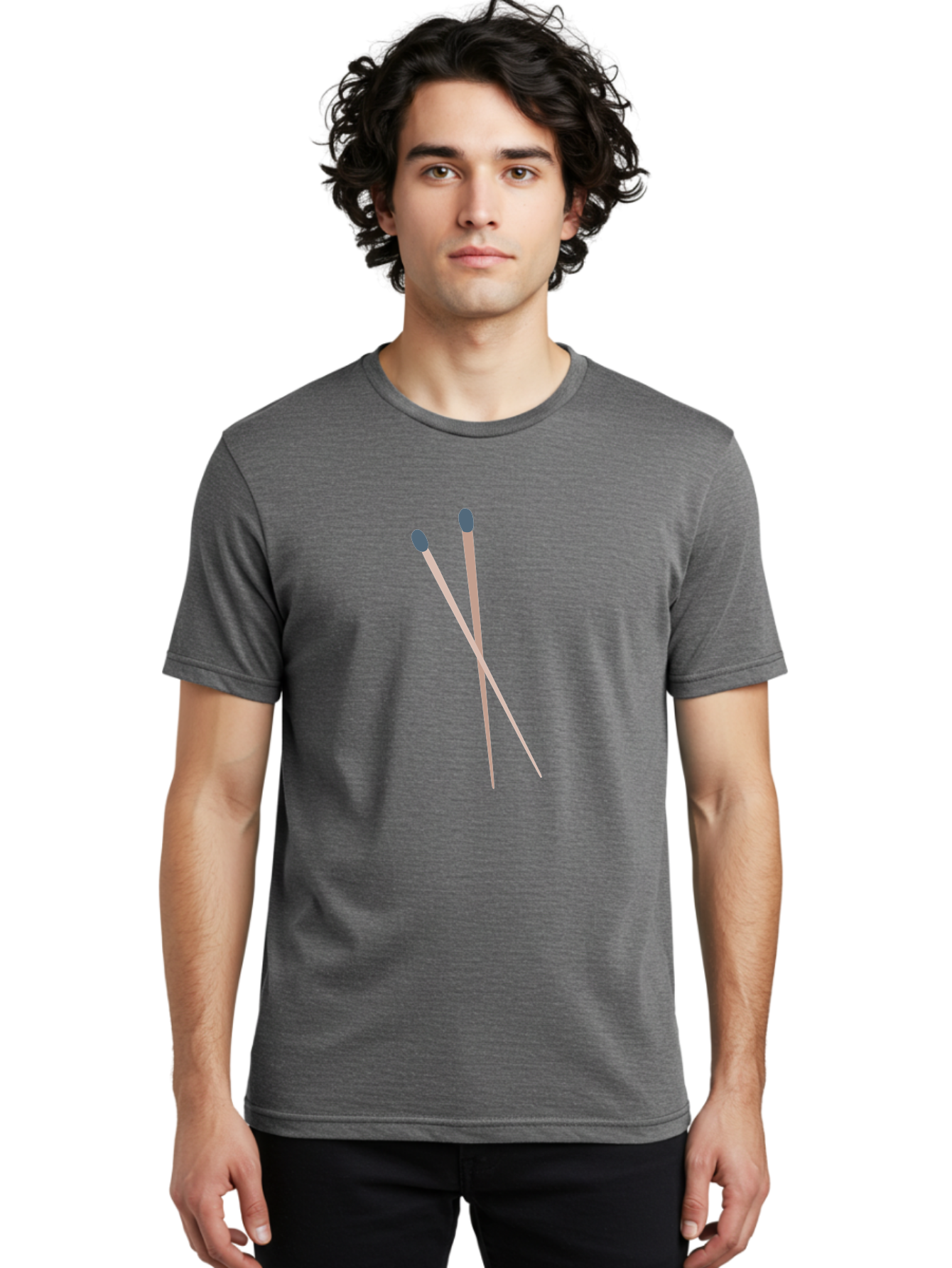 Crossed-Matches Men'S Graphic Tee, 100% Cotton, Comfortable Casual Summer Wear, Machine Washable, Crossed Matches, Matchsticks, Fire Starters, Wooden Sticks, Gray Match Heads, Simple Design, Minimalist Art, Everyday Objects, Fire Safety Aac012