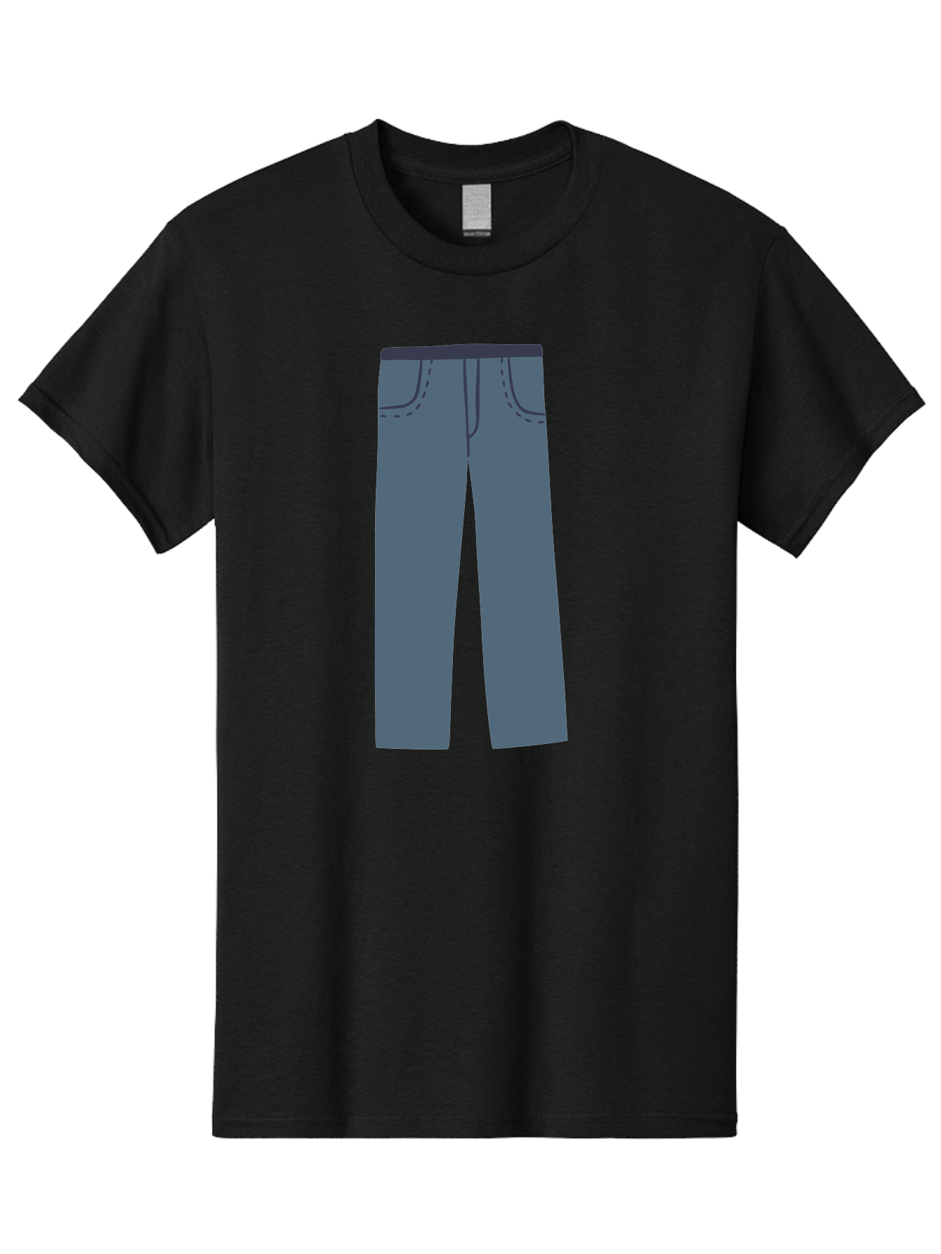Dark-Blue-Jeans Men'S Graphic Tee, 100% Cotton, Comfortable Casual Summer Wear, Machine Washable, Gray Trousers, Straight Leg Pants, Simple Design, Minimalist Style, Fashion Illustration, Clothing Graphic, Dark Gray Color Aac014
