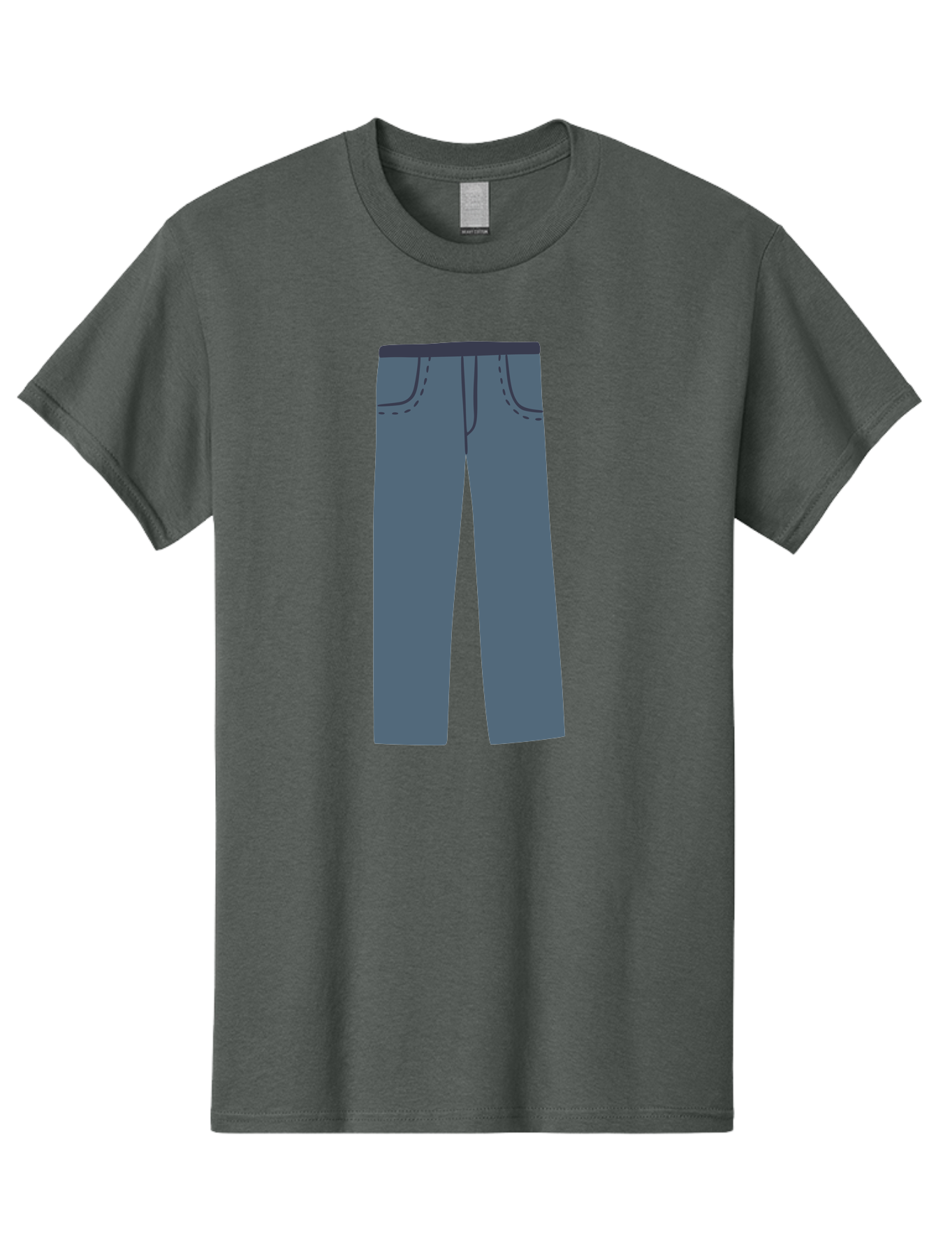 Dark-Blue-Jeans Men'S Graphic Tee, 100% Cotton, Comfortable Casual Summer Wear, Machine Washable, Gray Trousers, Straight Leg Pants, Simple Design, Minimalist Style, Fashion Illustration, Clothing Graphic, Dark Gray Color Aac014
