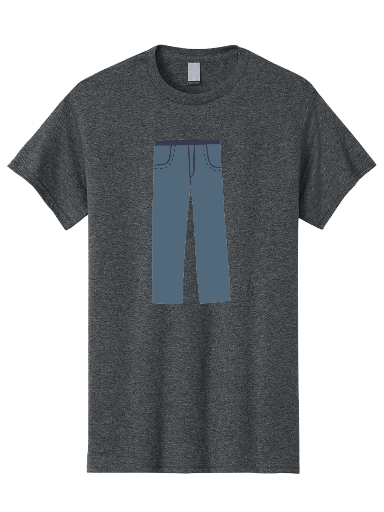 Dark-Blue-Jeans Men'S Graphic Tee, 100% Cotton, Comfortable Casual Summer Wear, Machine Washable, Gray Trousers, Straight Leg Pants, Simple Design, Minimalist Style, Fashion Illustration, Clothing Graphic, Dark Gray Color Aac014