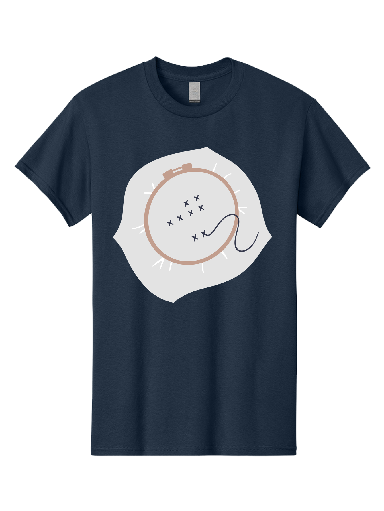 Embroidery-Hoop Men'S Graphic Tee, 100% Cotton, Comfortable Casual Summer Wear, Machine Washable, Embroidery Hoop, Stitching, Needlework, Sewing, Crafting, Diy Project, Handmade, Cross-Stitch Pattern, Thread, Fabric Art Aac027