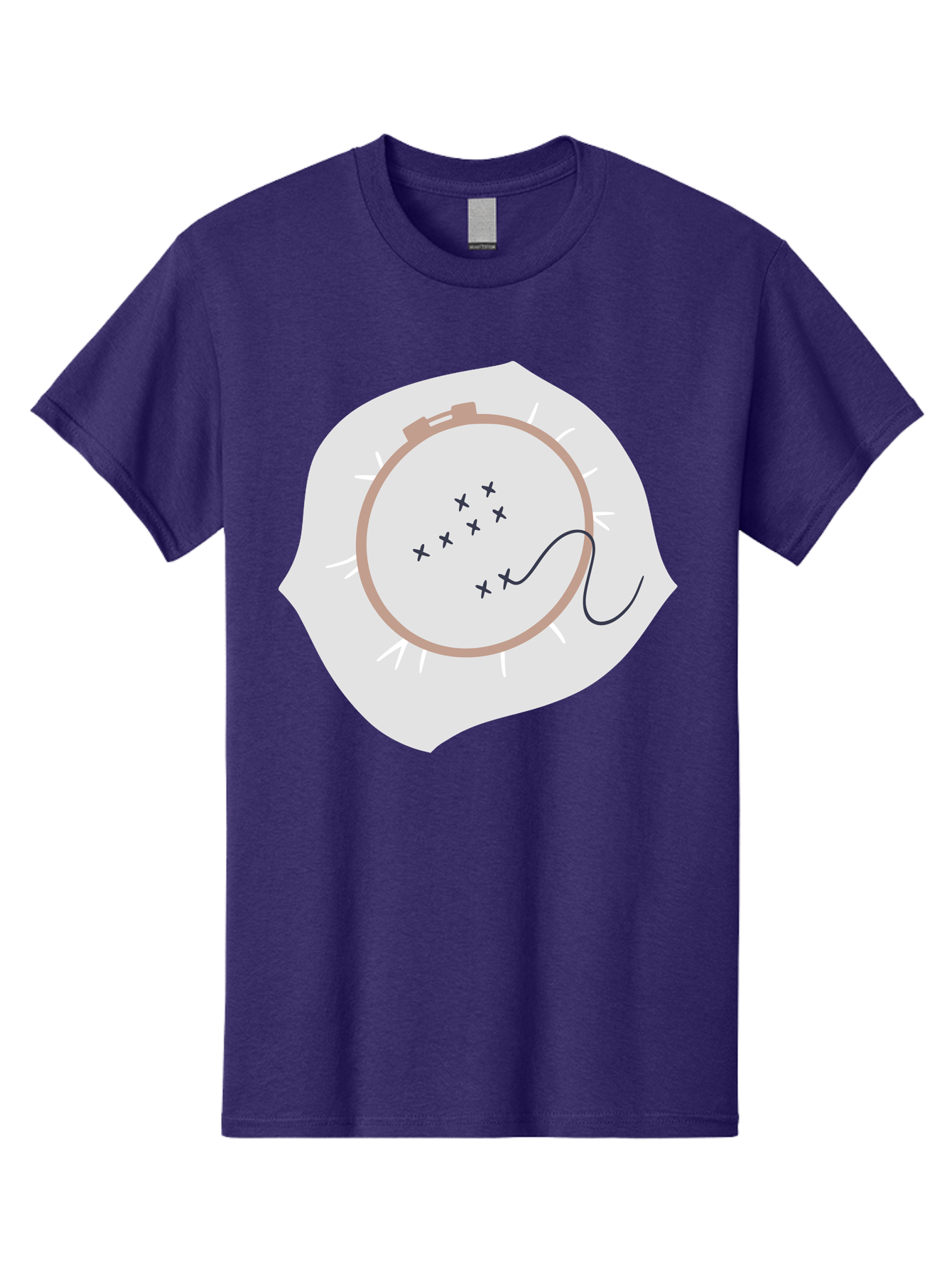 Embroidery-Hoop Men'S Graphic Tee, 100% Cotton, Comfortable Casual Summer Wear, Machine Washable, Embroidery Hoop, Stitching, Needlework, Sewing, Crafting, Diy Project, Handmade, Cross-Stitch Pattern, Thread, Fabric Art Aac027