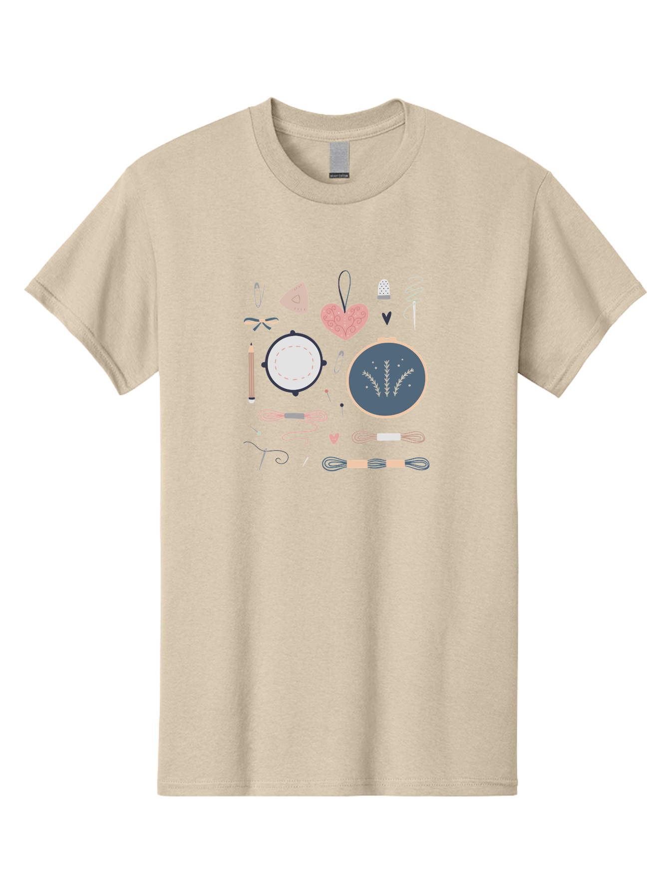 Embroidery-Kit Men'S Graphic Tee, 100% Cotton, Comfortable Casual Summer Wear, Machine Washable, Embroidery Kit, Sewing Supplies, Crafting Tools, Needlework Accessories, Embroidery Hoop, Threads, Needle, Sewing Notions, Craft Embroidery, Aac029