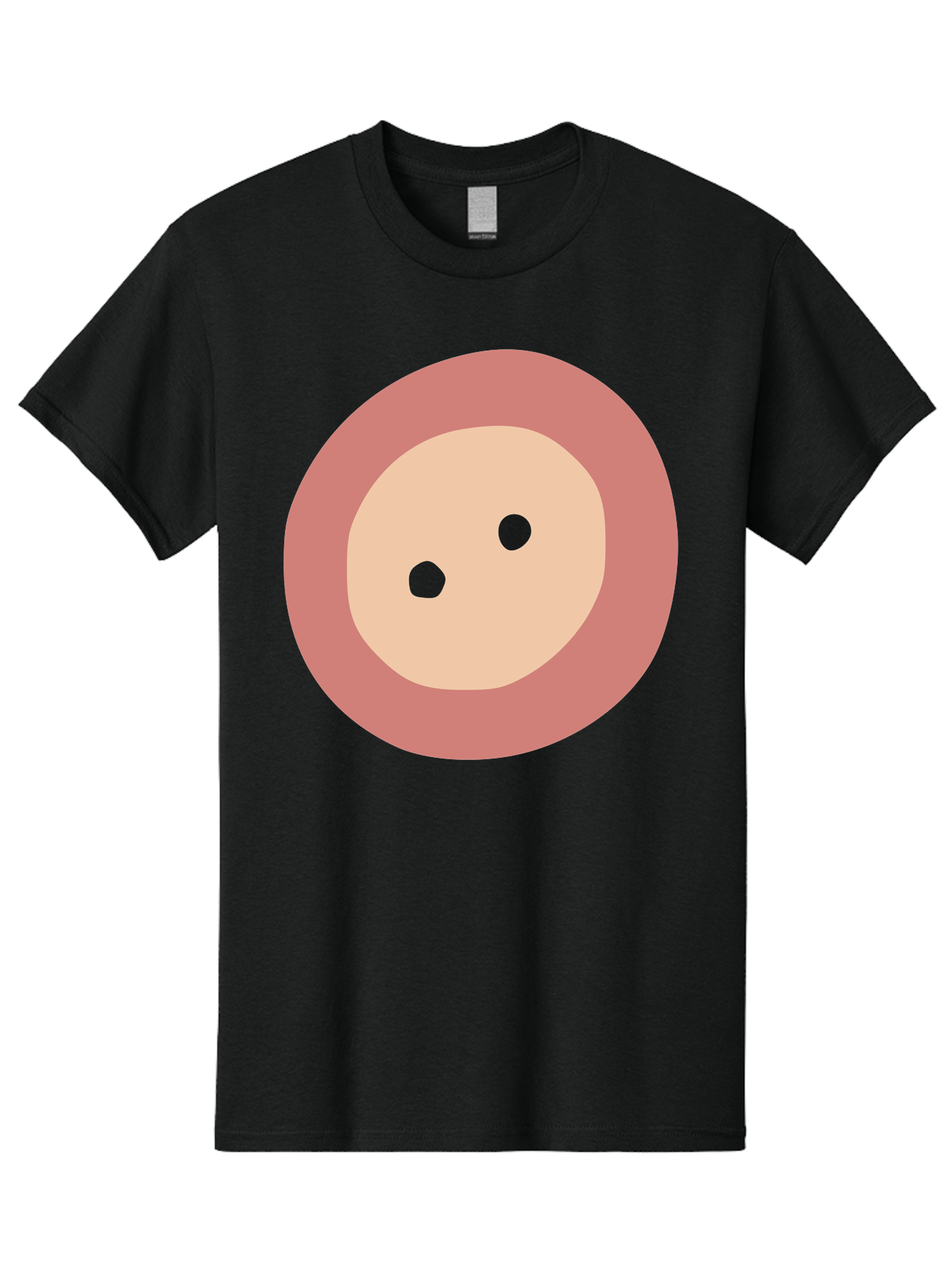 Face-With-Green-Eyes Men'S Graphic Tee, 100% Cotton, Comfortable Casual Summer Wear, Machine Washable, Simple Face, Green Eyes, Beige Skin, Pink Circle, Cartoon Character, Minimalist Design, Abstract Art, Digital Illustration Aac030