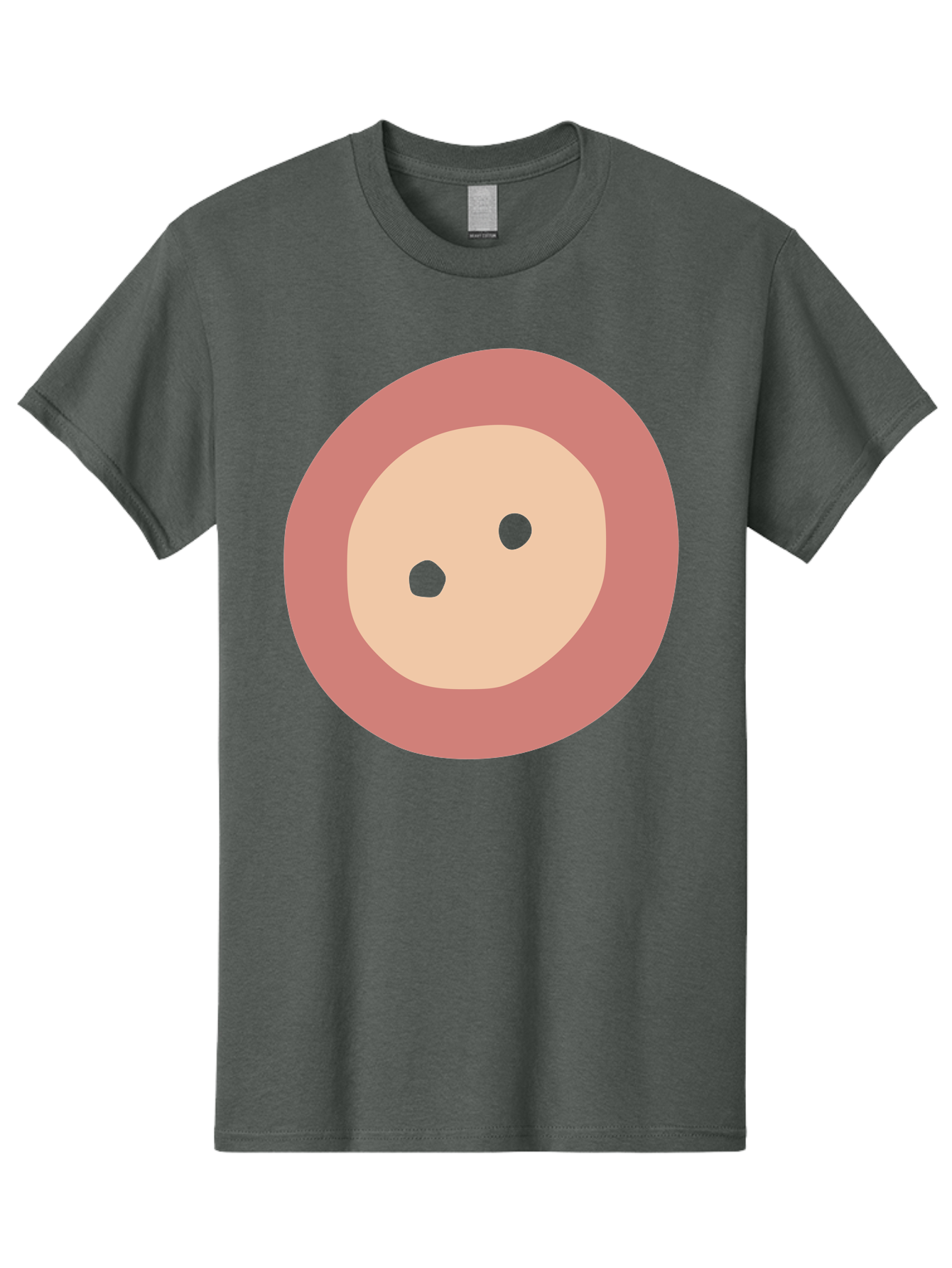 Face-With-Green-Eyes Men'S Graphic Tee, 100% Cotton, Comfortable Casual Summer Wear, Machine Washable, Simple Face, Green Eyes, Beige Skin, Pink Circle, Cartoon Character, Minimalist Design, Abstract Art, Digital Illustration Aac030