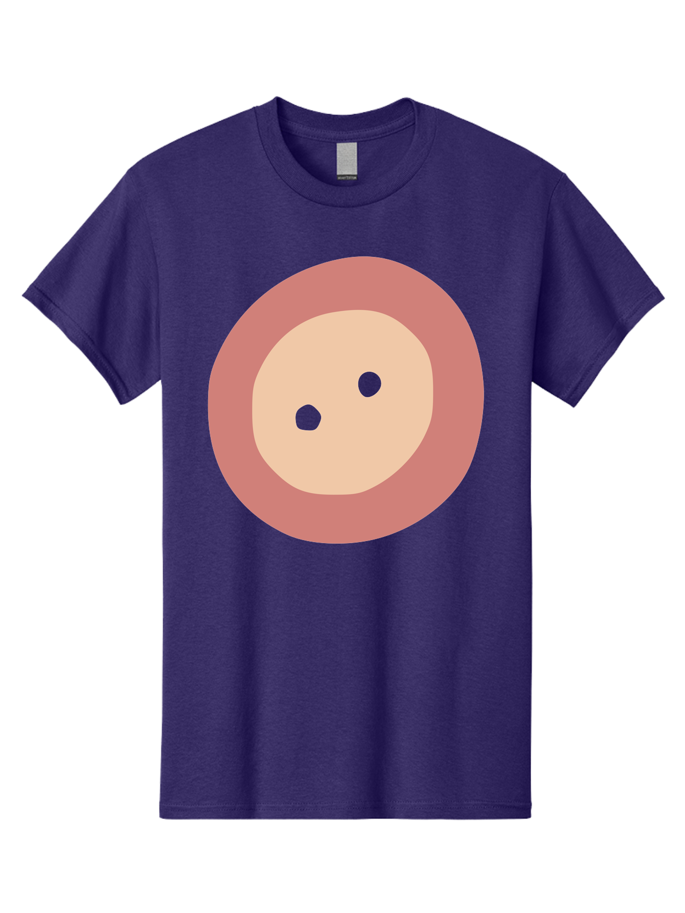 Face-With-Green-Eyes Men'S Graphic Tee, 100% Cotton, Comfortable Casual Summer Wear, Machine Washable, Simple Face, Green Eyes, Beige Skin, Pink Circle, Cartoon Character, Minimalist Design, Abstract Art, Digital Illustration Aac030