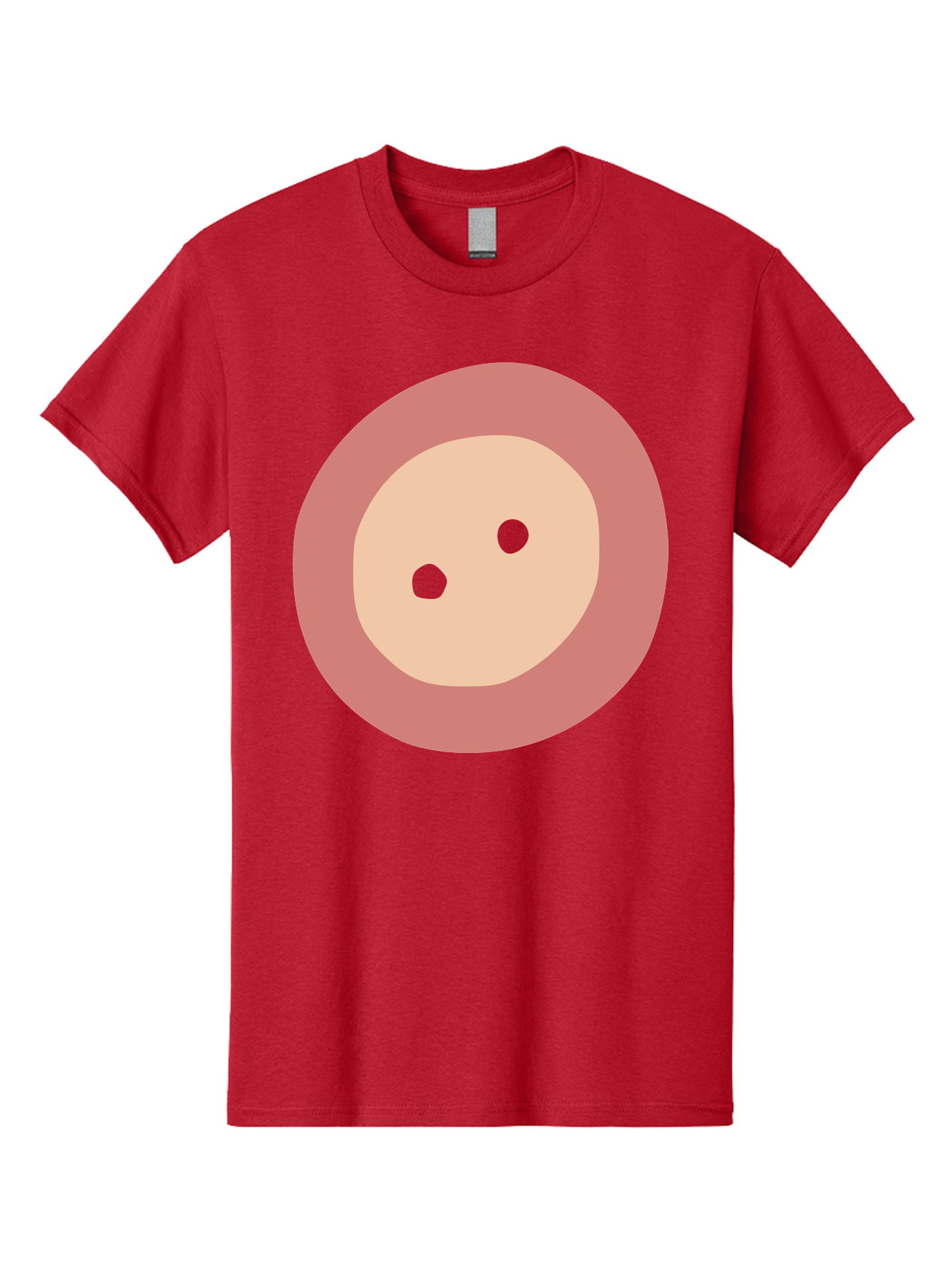 Face-With-Green-Eyes Men'S Graphic Tee, 100% Cotton, Comfortable Casual Summer Wear, Machine Washable, Simple Face, Green Eyes, Beige Skin, Pink Circle, Cartoon Character, Minimalist Design, Abstract Art, Digital Illustration Aac030