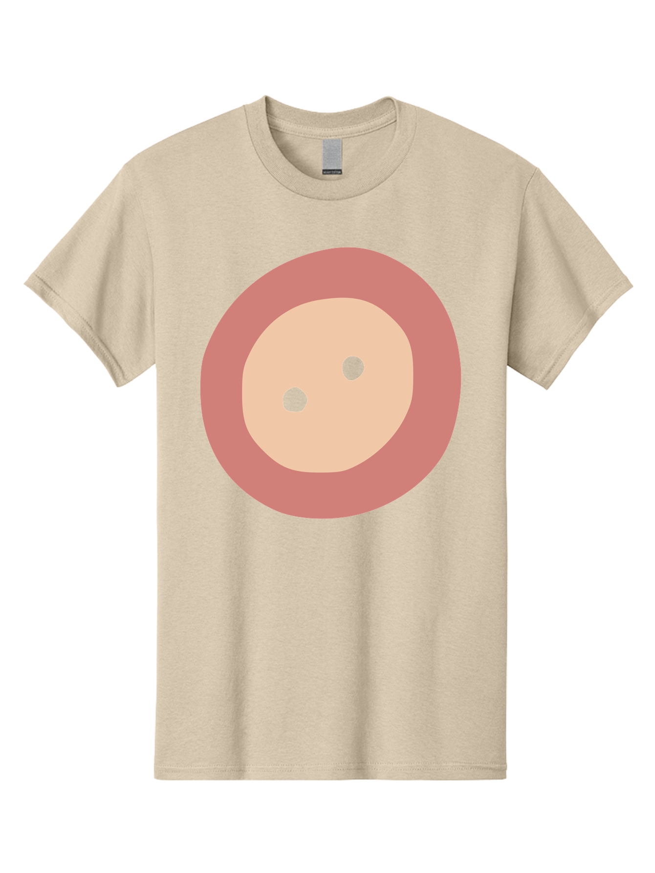 Face-With-Green-Eyes Men'S Graphic Tee, 100% Cotton, Comfortable Casual Summer Wear, Machine Washable, Simple Face, Green Eyes, Beige Skin, Pink Circle, Cartoon Character, Minimalist Design, Abstract Art, Digital Illustration Aac030