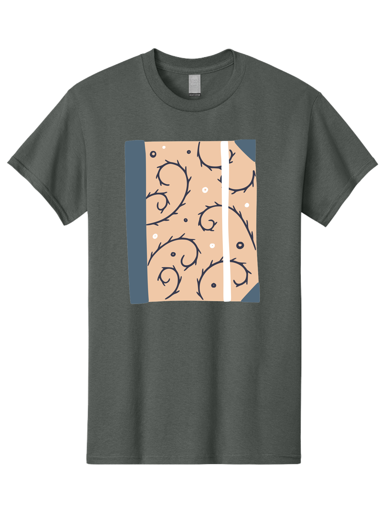 Fish-Pattern-Book Men'S Graphic Tee, 100% Cotton, Comfortable Casual Summer Wear, Machine Washable, Notebook, Journal, Fish Pattern, Peach Background, Blue Binding, Creative Design, Stationery, School Supplies, Organization Tools, Writing Pad, Aac032