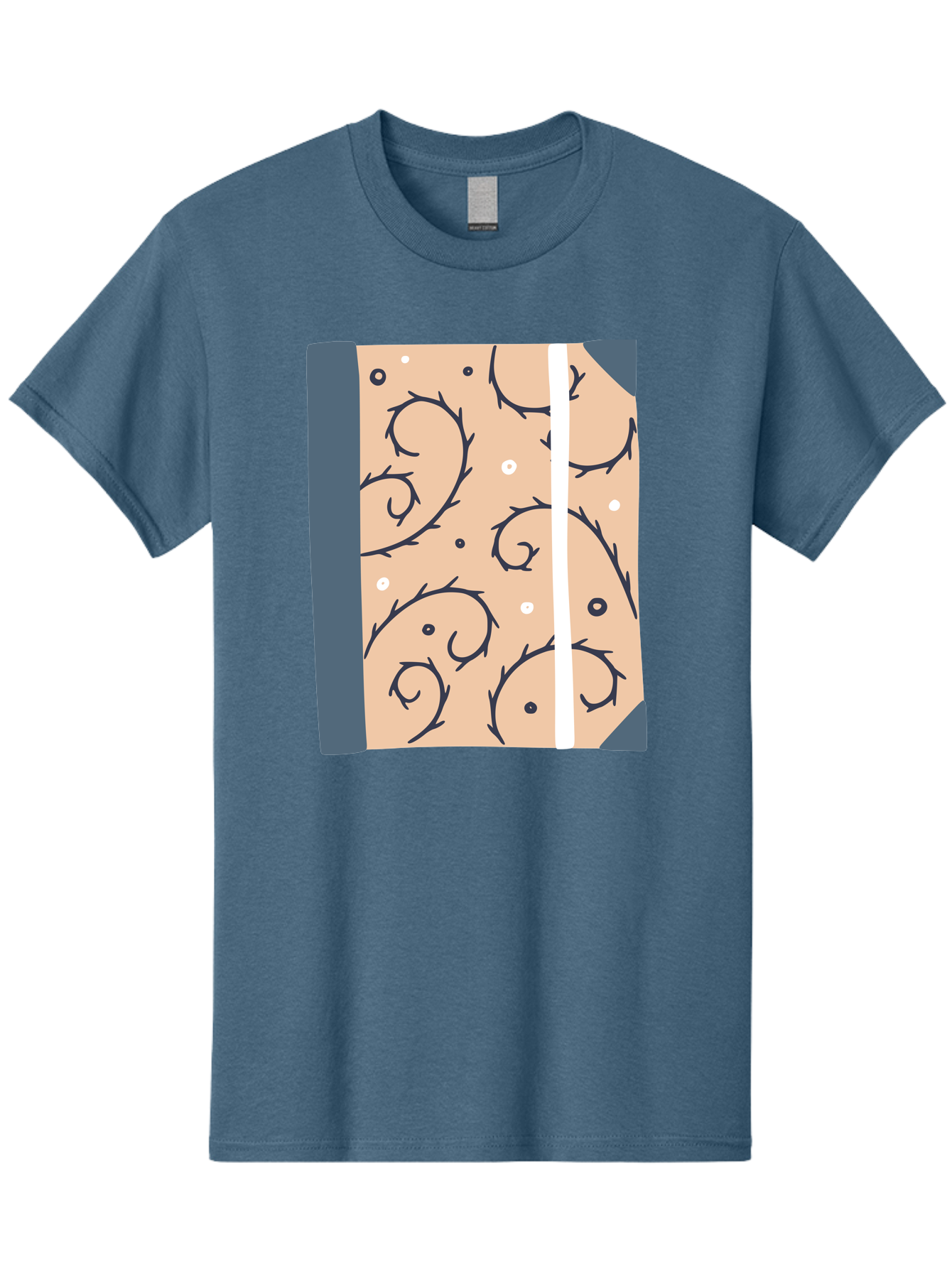 Fish-Pattern-Book Men'S Graphic Tee, 100% Cotton, Comfortable Casual Summer Wear, Machine Washable, Notebook, Journal, Fish Pattern, Peach Background, Blue Binding, Creative Design, Stationery, School Supplies, Organization Tools, Writing Pad, Aac032