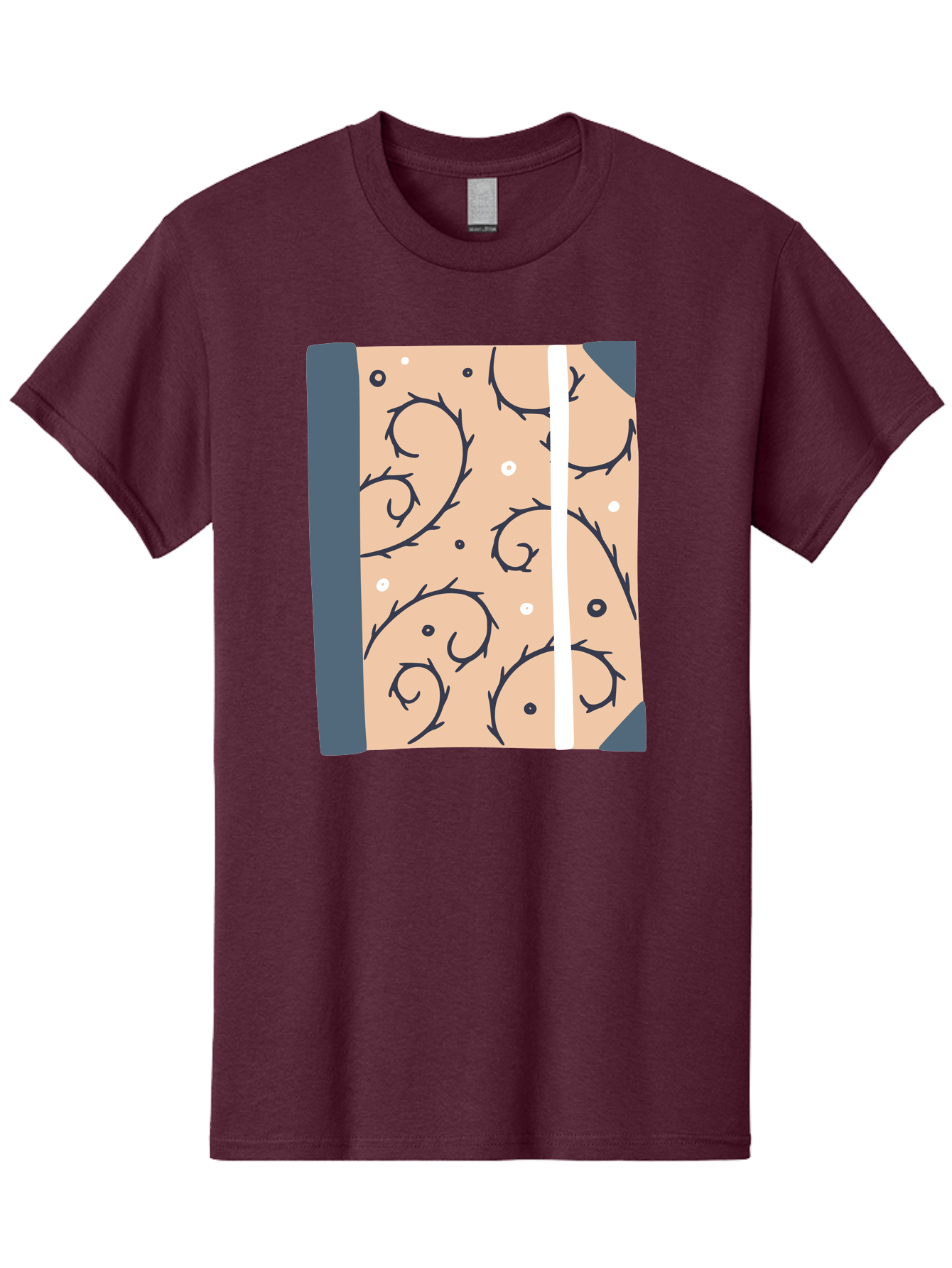 Fish-Pattern-Book Men'S Graphic Tee, 100% Cotton, Comfortable Casual Summer Wear, Machine Washable, Notebook, Journal, Fish Pattern, Peach Background, Blue Binding, Creative Design, Stationery, School Supplies, Organization Tools, Writing Pad, Aac032