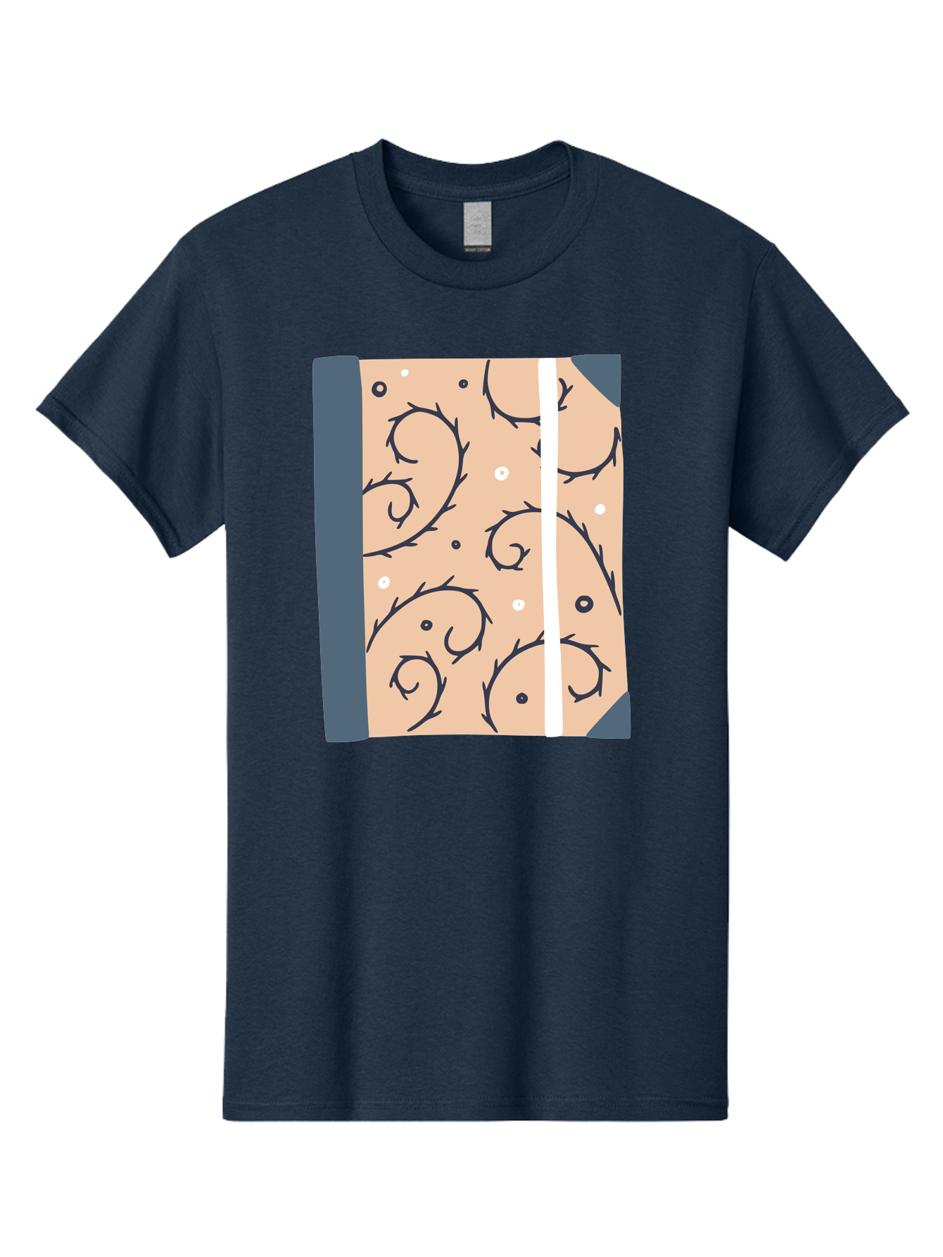 Fish-Pattern-Book Men'S Graphic Tee, 100% Cotton, Comfortable Casual Summer Wear, Machine Washable, Notebook, Journal, Fish Pattern, Peach Background, Blue Binding, Creative Design, Stationery, School Supplies, Organization Tools, Writing Pad, Aac032