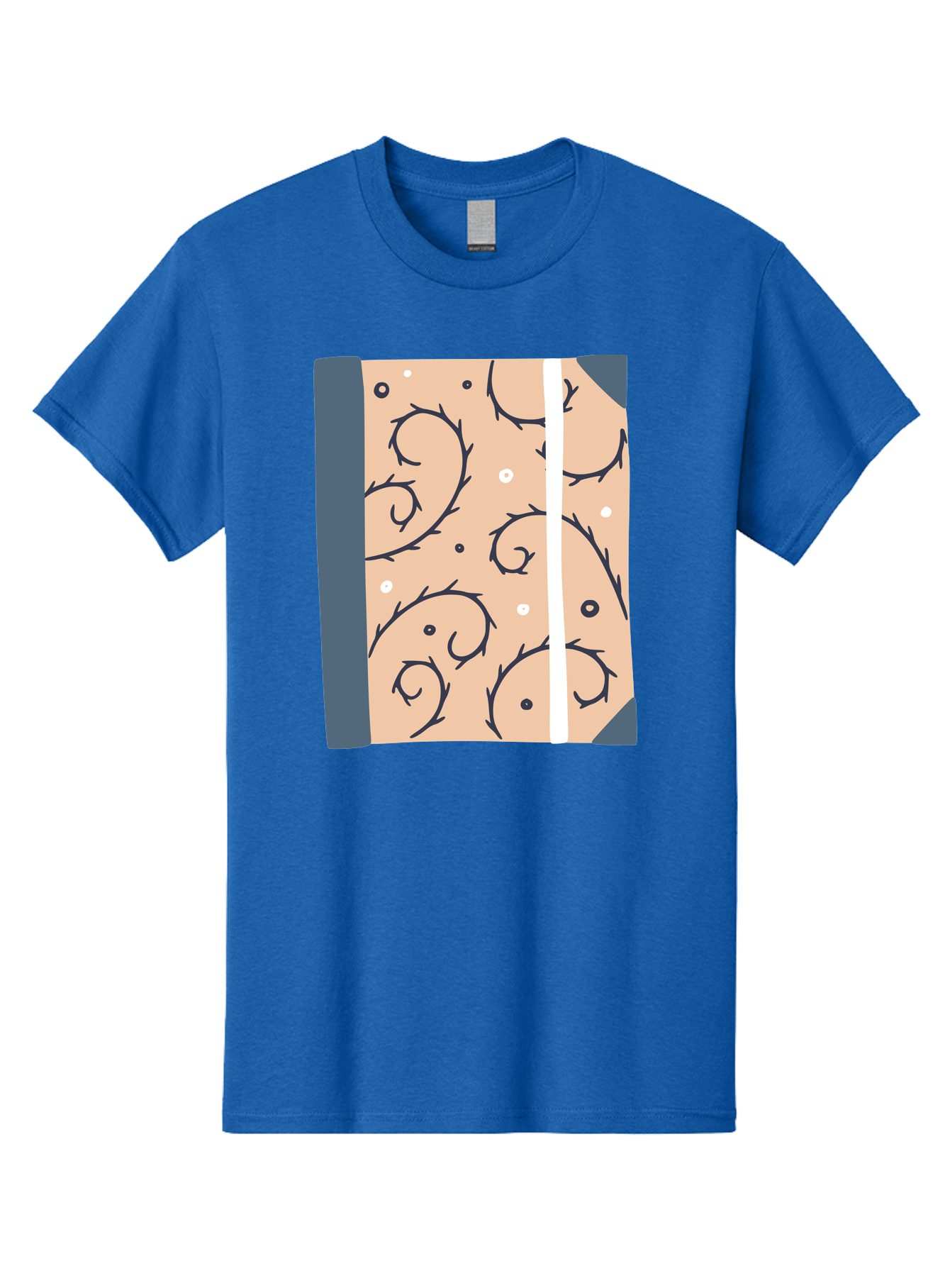 Fish-Pattern-Book Men'S Graphic Tee, 100% Cotton, Comfortable Casual Summer Wear, Machine Washable, Notebook, Journal, Fish Pattern, Peach Background, Blue Binding, Creative Design, Stationery, School Supplies, Organization Tools, Writing Pad, Aac032