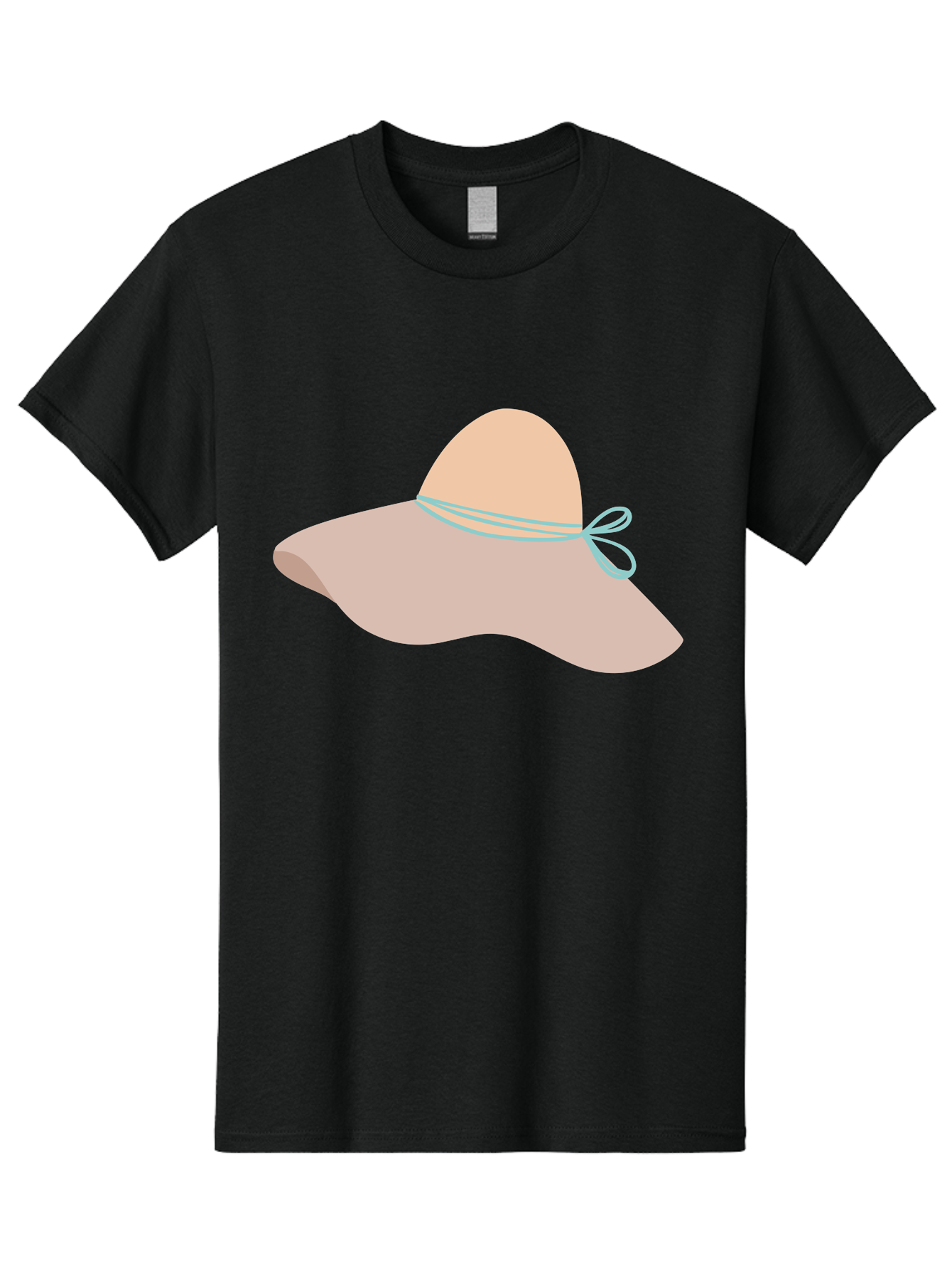 Floppy-Hat Men'S Graphic Tee, 100% Cotton, Comfortable Casual Summer Wear, Machine Washable, Summer Hat, Beach Hat, Sun Protection, Stylish Accessory, Fashion Statement, Pink Color, Blue Ribbon, Elegant Design, Women'S Fashion, Warm Weather Aac034