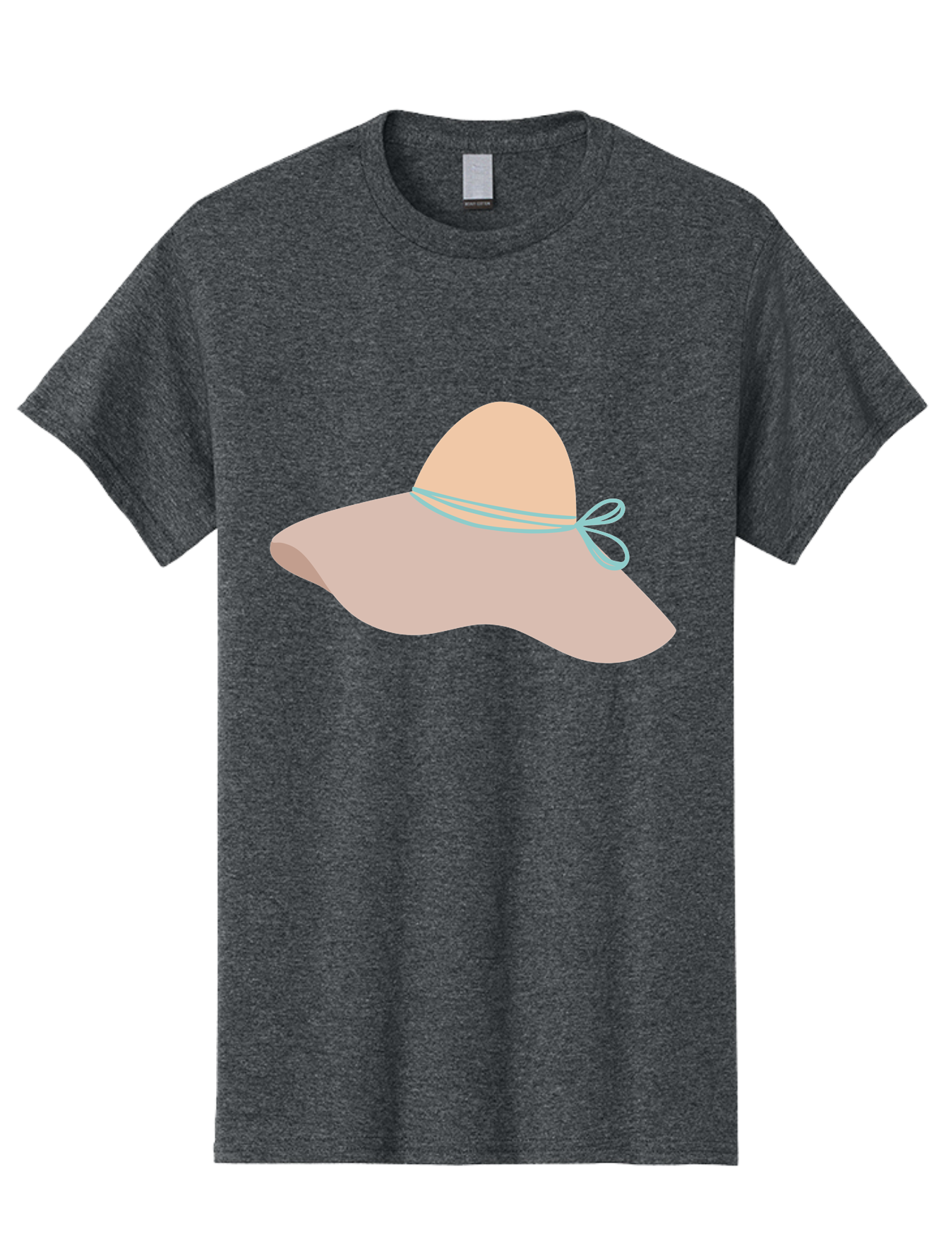 Floppy-Hat Men'S Graphic Tee, 100% Cotton, Comfortable Casual Summer Wear, Machine Washable, Summer Hat, Beach Hat, Sun Protection, Stylish Accessory, Fashion Statement, Pink Color, Blue Ribbon, Elegant Design, Women'S Fashion, Warm Weather Aac034