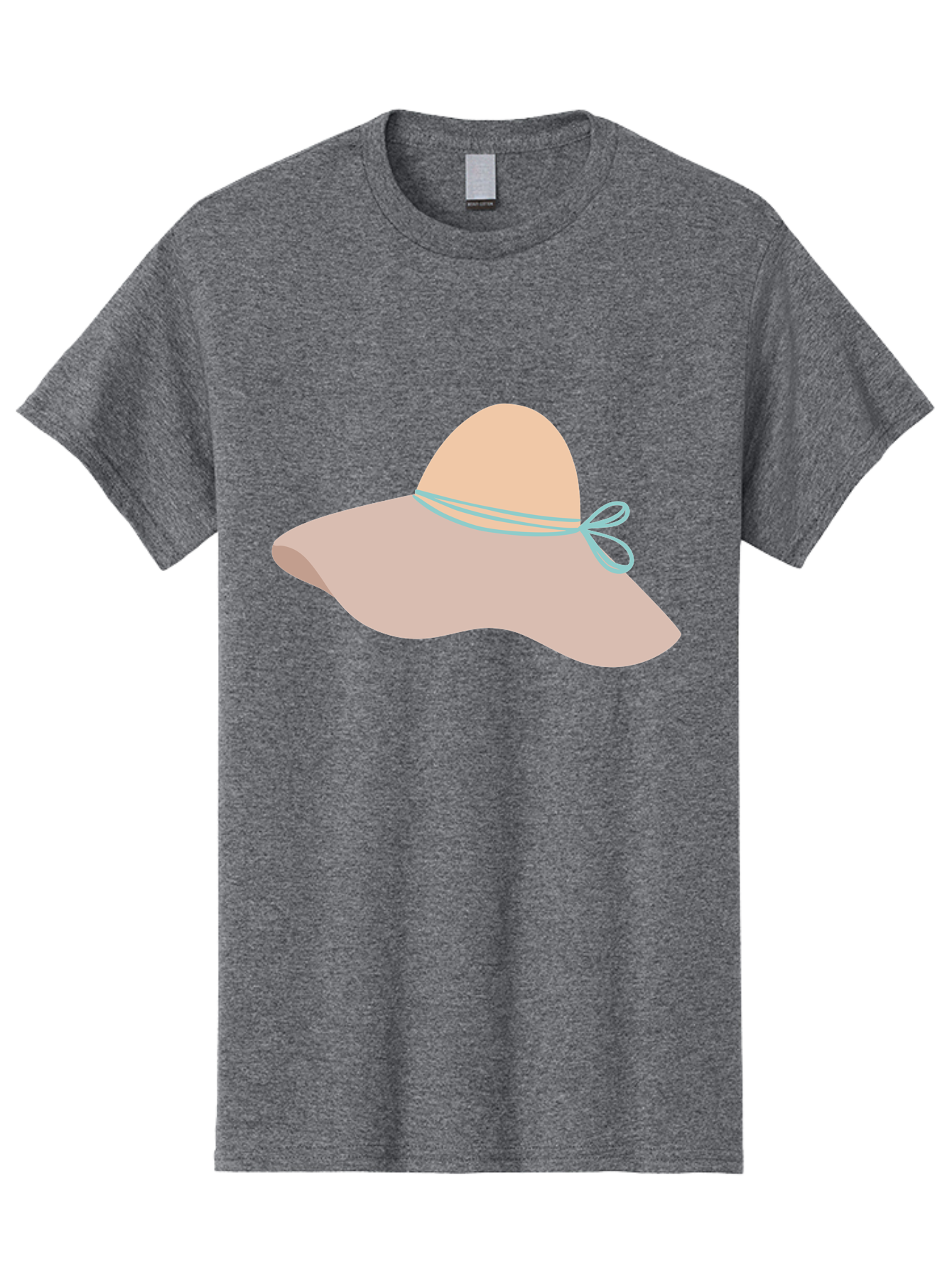Floppy-Hat Men'S Graphic Tee, 100% Cotton, Comfortable Casual Summer Wear, Machine Washable, Summer Hat, Beach Hat, Sun Protection, Stylish Accessory, Fashion Statement, Pink Color, Blue Ribbon, Elegant Design, Women'S Fashion, Warm Weather Aac034