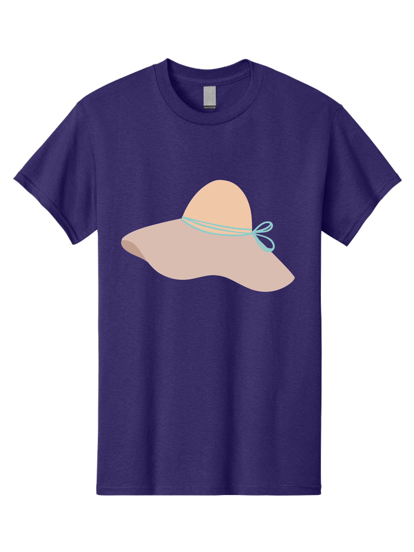 Floppy-Hat Men'S Graphic Tee, 100% Cotton, Comfortable Casual Summer Wear, Machine Washable, Summer Hat, Beach Hat, Sun Protection, Stylish Accessory, Fashion Statement, Pink Color, Blue Ribbon, Elegant Design, Women'S Fashion, Warm Weather Aac034