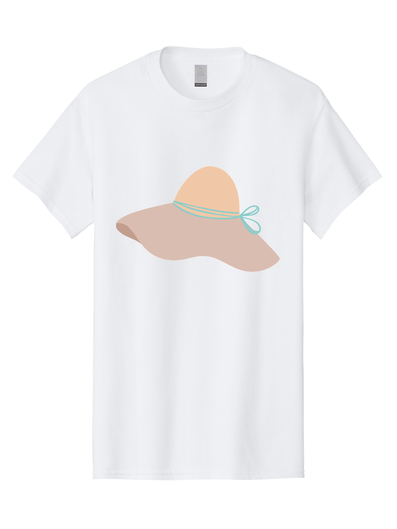 Floppy-Hat Men'S Graphic Tee, 100% Cotton, Comfortable Casual Summer Wear, Machine Washable, Summer Hat, Beach Hat, Sun Protection, Stylish Accessory, Fashion Statement, Pink Color, Blue Ribbon, Elegant Design, Women'S Fashion, Warm Weather Aac034
