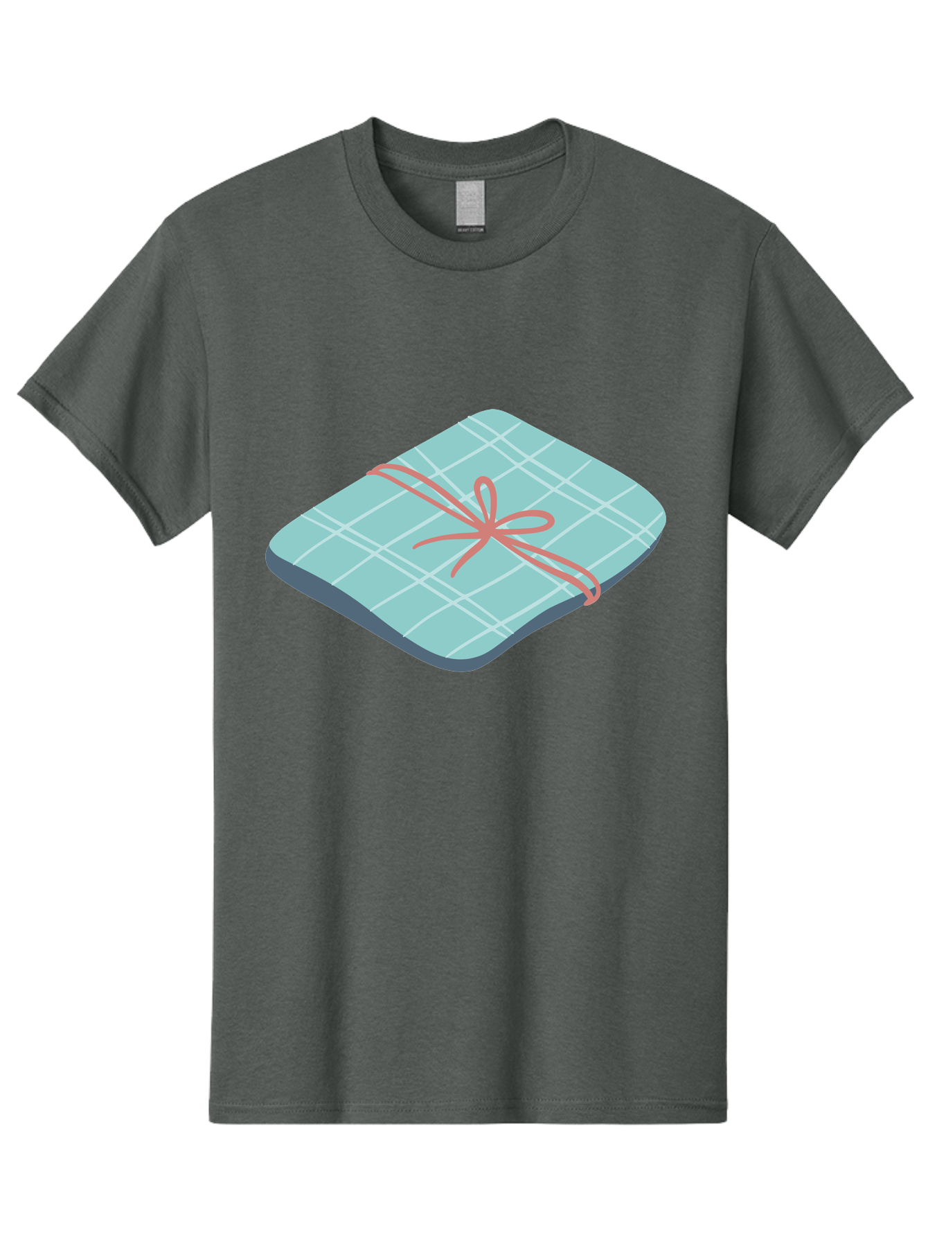 Gift-Box Men'S Graphic Tee, 100% Cotton, Comfortable Casual Summer Wear, Machine Washable, Wrapped Gift, Plaid Pattern, Red Ribbon, Bow, Present, Gift Idea, Celebration, Festive, Occasion, Special Day, Packaging Aac037