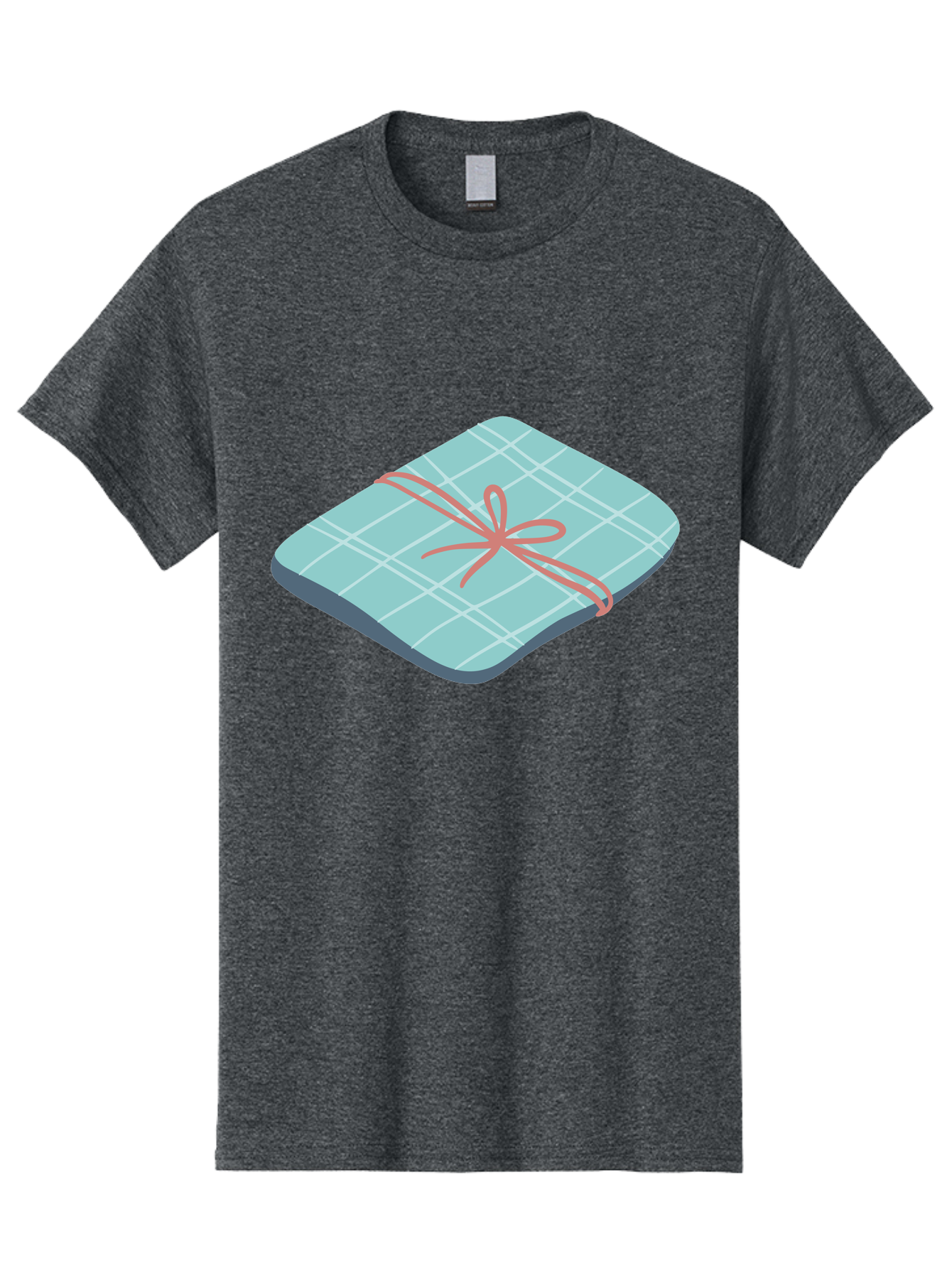 Gift-Box Men'S Graphic Tee, 100% Cotton, Comfortable Casual Summer Wear, Machine Washable, Wrapped Gift, Plaid Pattern, Red Ribbon, Bow, Present, Gift Idea, Celebration, Festive, Occasion, Special Day, Packaging Aac037