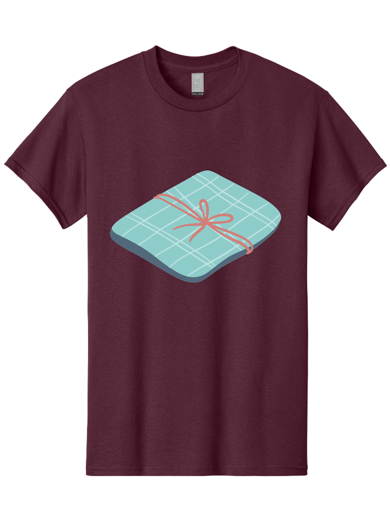 Gift-Box Men'S Graphic Tee, 100% Cotton, Comfortable Casual Summer Wear, Machine Washable, Wrapped Gift, Plaid Pattern, Red Ribbon, Bow, Present, Gift Idea, Celebration, Festive, Occasion, Special Day, Packaging Aac037