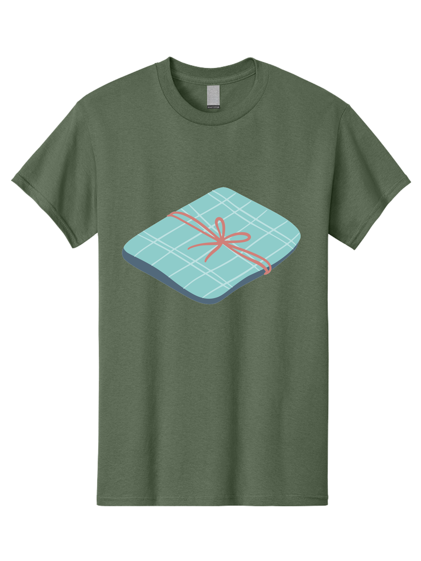 Gift-Box Men'S Graphic Tee, 100% Cotton, Comfortable Casual Summer Wear, Machine Washable, Wrapped Gift, Plaid Pattern, Red Ribbon, Bow, Present, Gift Idea, Celebration, Festive, Occasion, Special Day, Packaging Aac037