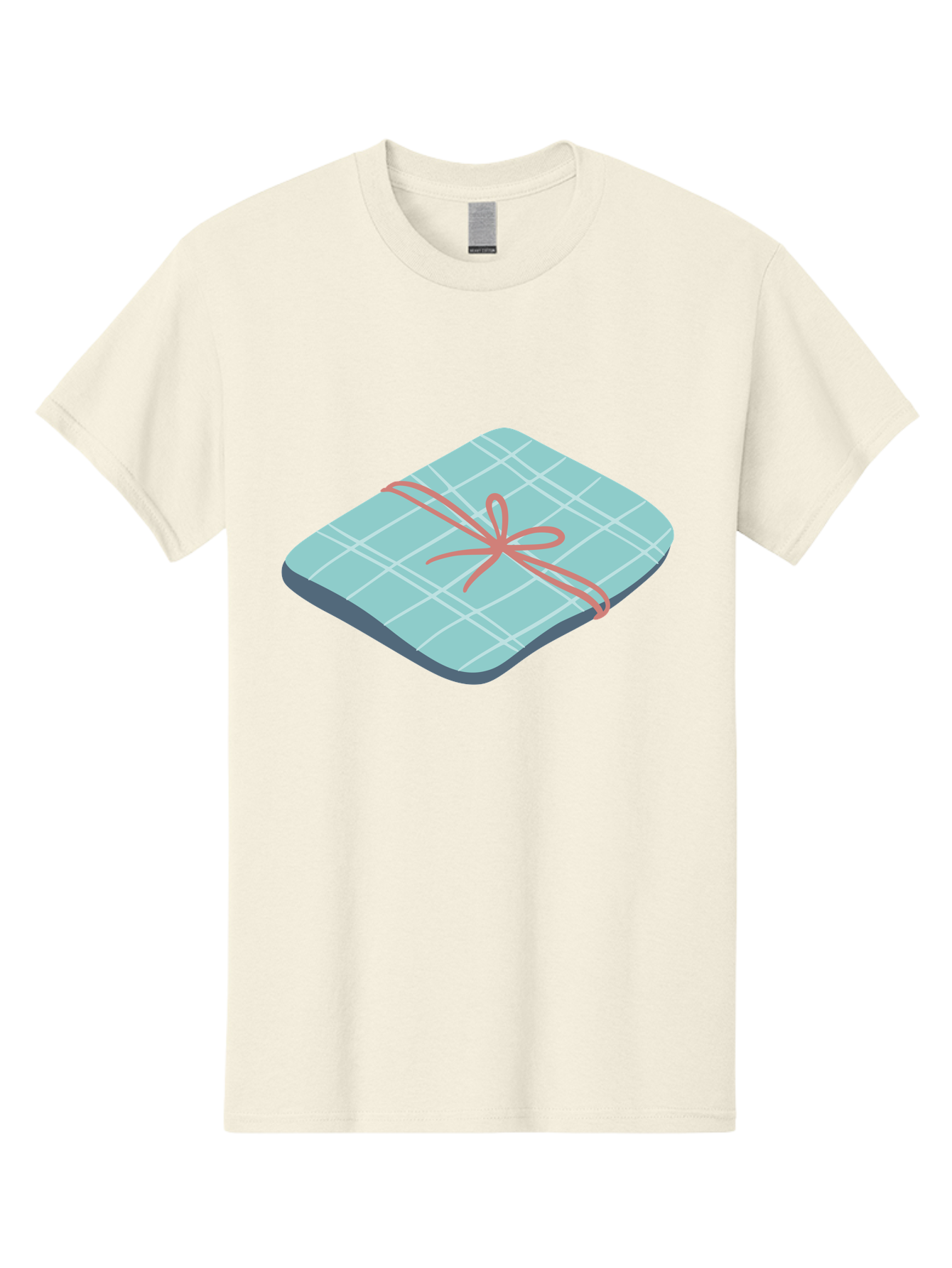 Gift-Box Men'S Graphic Tee, 100% Cotton, Comfortable Casual Summer Wear, Machine Washable, Wrapped Gift, Plaid Pattern, Red Ribbon, Bow, Present, Gift Idea, Celebration, Festive, Occasion, Special Day, Packaging Aac037