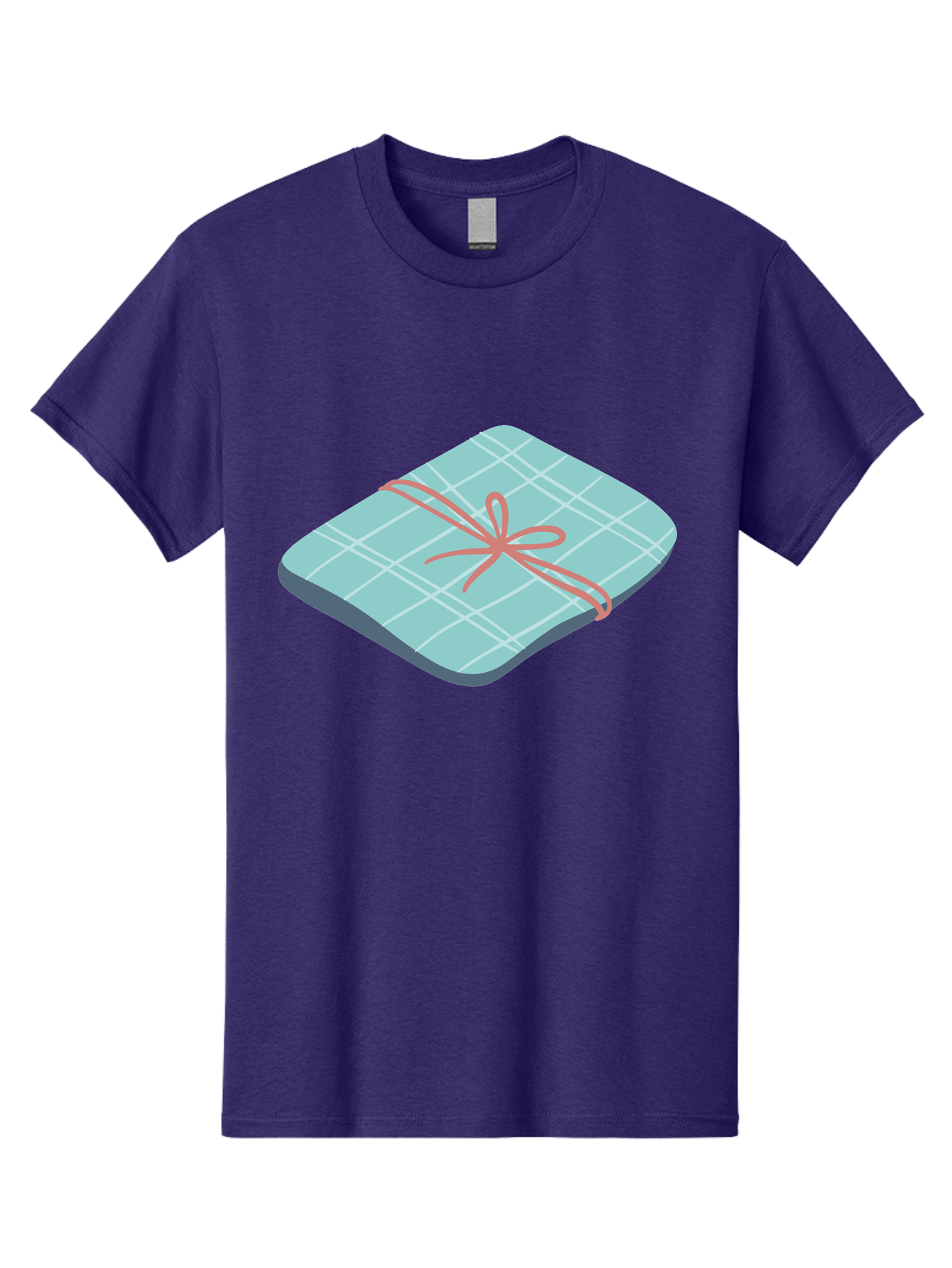 Gift-Box Men'S Graphic Tee, 100% Cotton, Comfortable Casual Summer Wear, Machine Washable, Wrapped Gift, Plaid Pattern, Red Ribbon, Bow, Present, Gift Idea, Celebration, Festive, Occasion, Special Day, Packaging Aac037