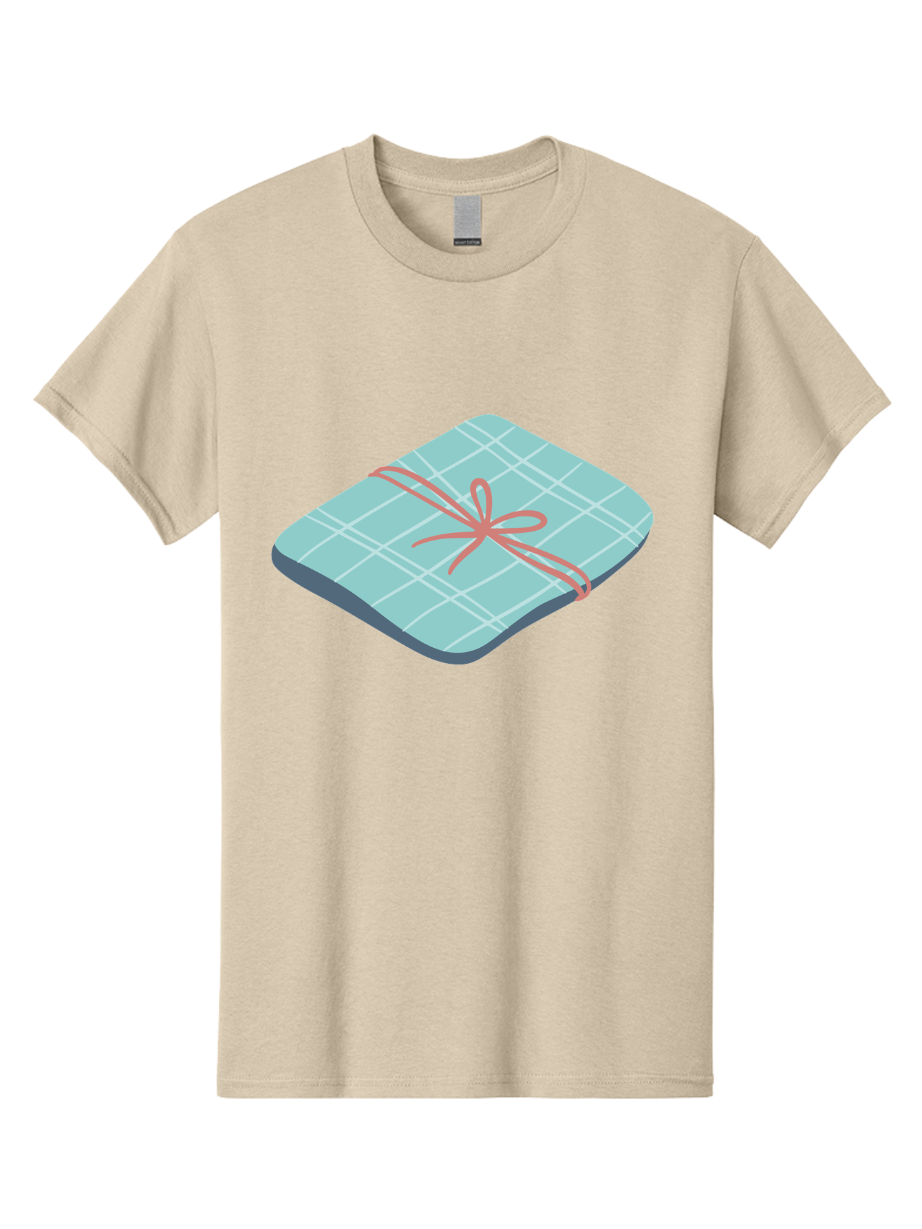 Gift-Box Men'S Graphic Tee, 100% Cotton, Comfortable Casual Summer Wear, Machine Washable, Wrapped Gift, Plaid Pattern, Red Ribbon, Bow, Present, Gift Idea, Celebration, Festive, Occasion, Special Day, Packaging Aac037