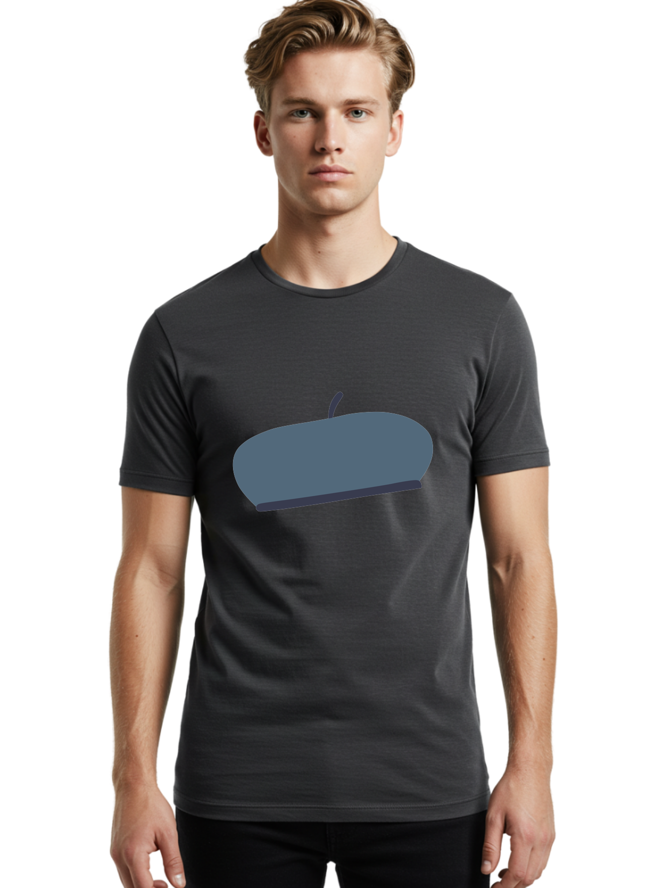Gray-Apple Men'S Graphic Tee, 100% Cotton, Comfortable Casual Summer Wear, Machine Washable, Gray Apple, Stylized Fruit, Simple Illustration, Minimalist Design, Fruit Icon, Digital Art Aac038
