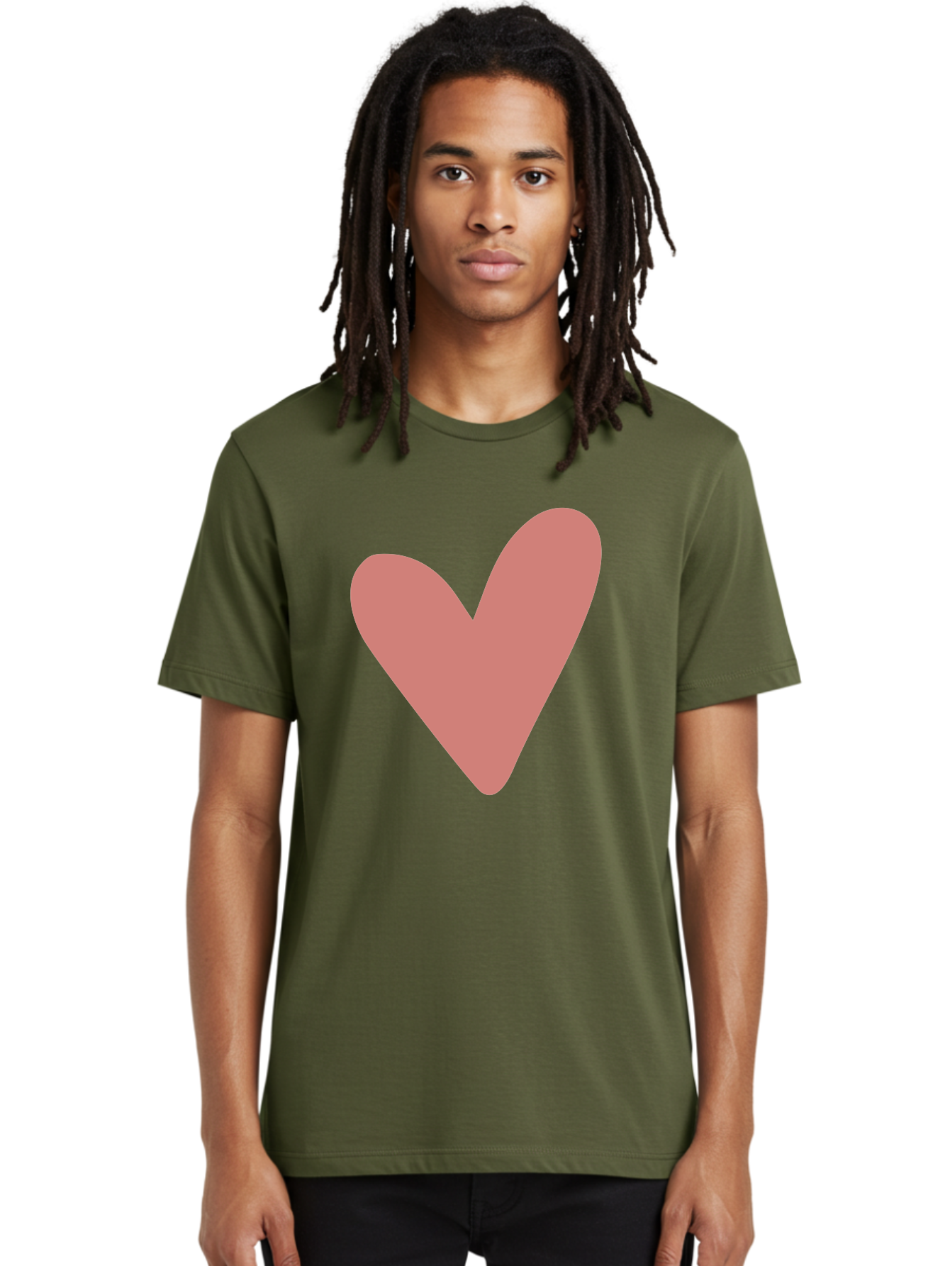 Heart Men'S Graphic Tee, 100% Cotton, Comfortable Casual Summer Wear, Machine Washable, Pink Heart, Love Symbol, Heart Icon, Cute Design, Minimalist Art, Simple Heart, Pink Color, Heart Shape Aac048