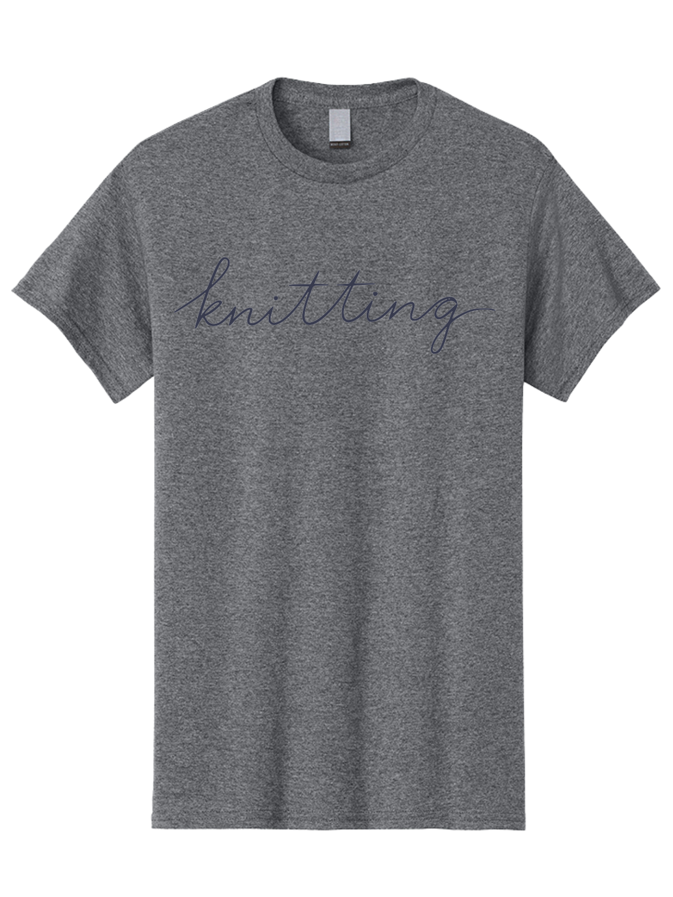 Knitting Men'S Graphic Tee, 100% Cotton, Comfortable Casual Summer Wear, Machine Washable, Knitting Text, Cursive Script, Dark Blue Lettering, Textile Art, Handmade Crafts, Yarn Work, Knitting Hobby Aac052