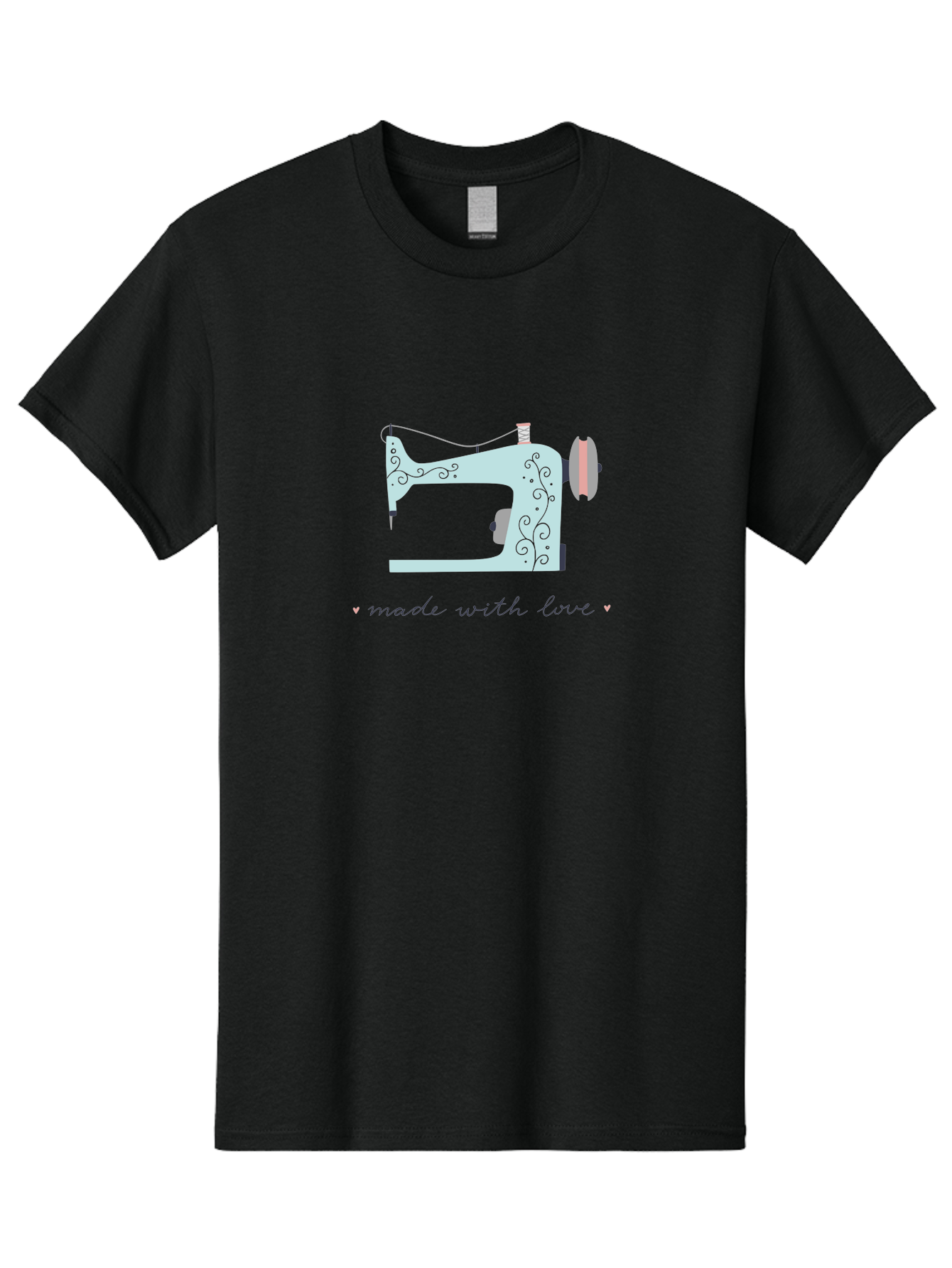 Made-With-Love-1 Men'S Graphic Tee, 100% Cotton, Comfortable Casual Summer Wear, Machine Washable, Vintage Sewing Machine, Handmade With Love, Sewing, Embroidery, Craft, Diy, Tailoring, Fashion Design Aac054