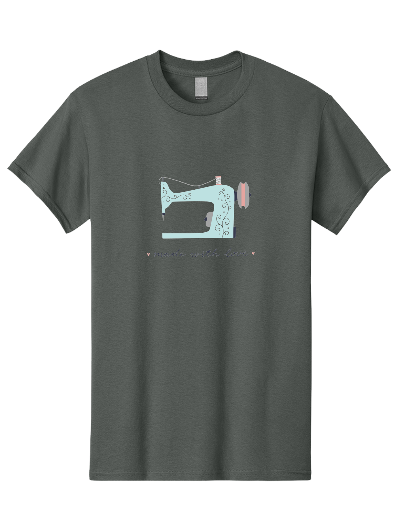 Made-With-Love-1 Men'S Graphic Tee, 100% Cotton, Comfortable Casual Summer Wear, Machine Washable, Vintage Sewing Machine, Handmade With Love, Sewing, Embroidery, Craft, Diy, Tailoring, Fashion Design Aac054