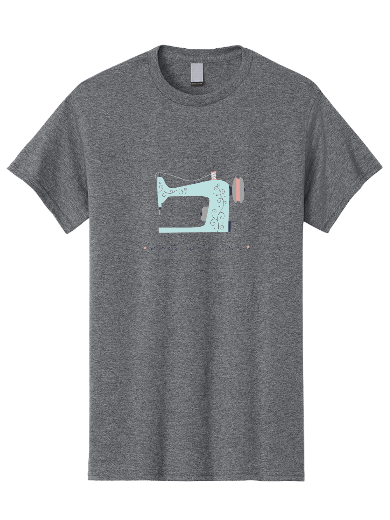 Made-With-Love-1 Men'S Graphic Tee, 100% Cotton, Comfortable Casual Summer Wear, Machine Washable, Vintage Sewing Machine, Handmade With Love, Sewing, Embroidery, Craft, Diy, Tailoring, Fashion Design Aac054