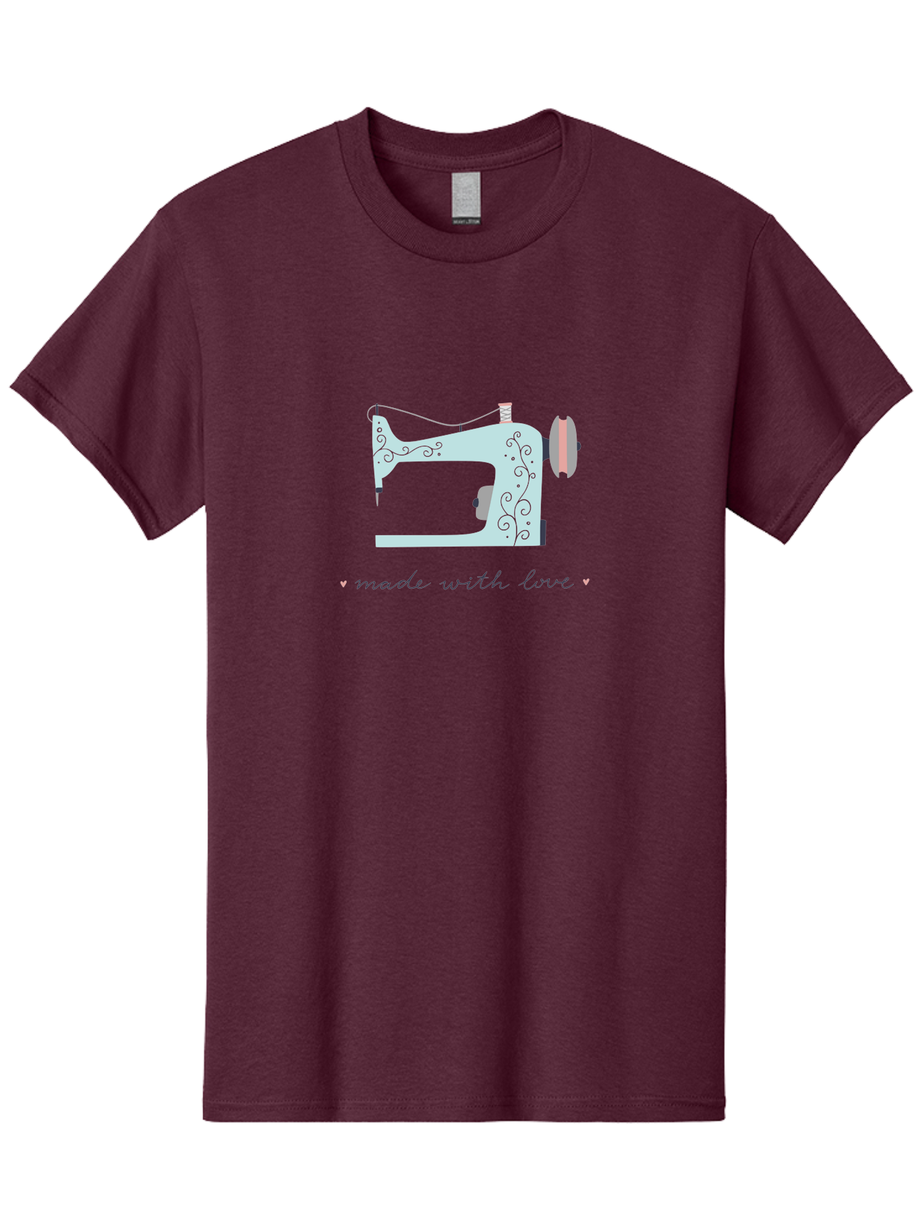 Made-With-Love-1 Men'S Graphic Tee, 100% Cotton, Comfortable Casual Summer Wear, Machine Washable, Vintage Sewing Machine, Handmade With Love, Sewing, Embroidery, Craft, Diy, Tailoring, Fashion Design Aac054