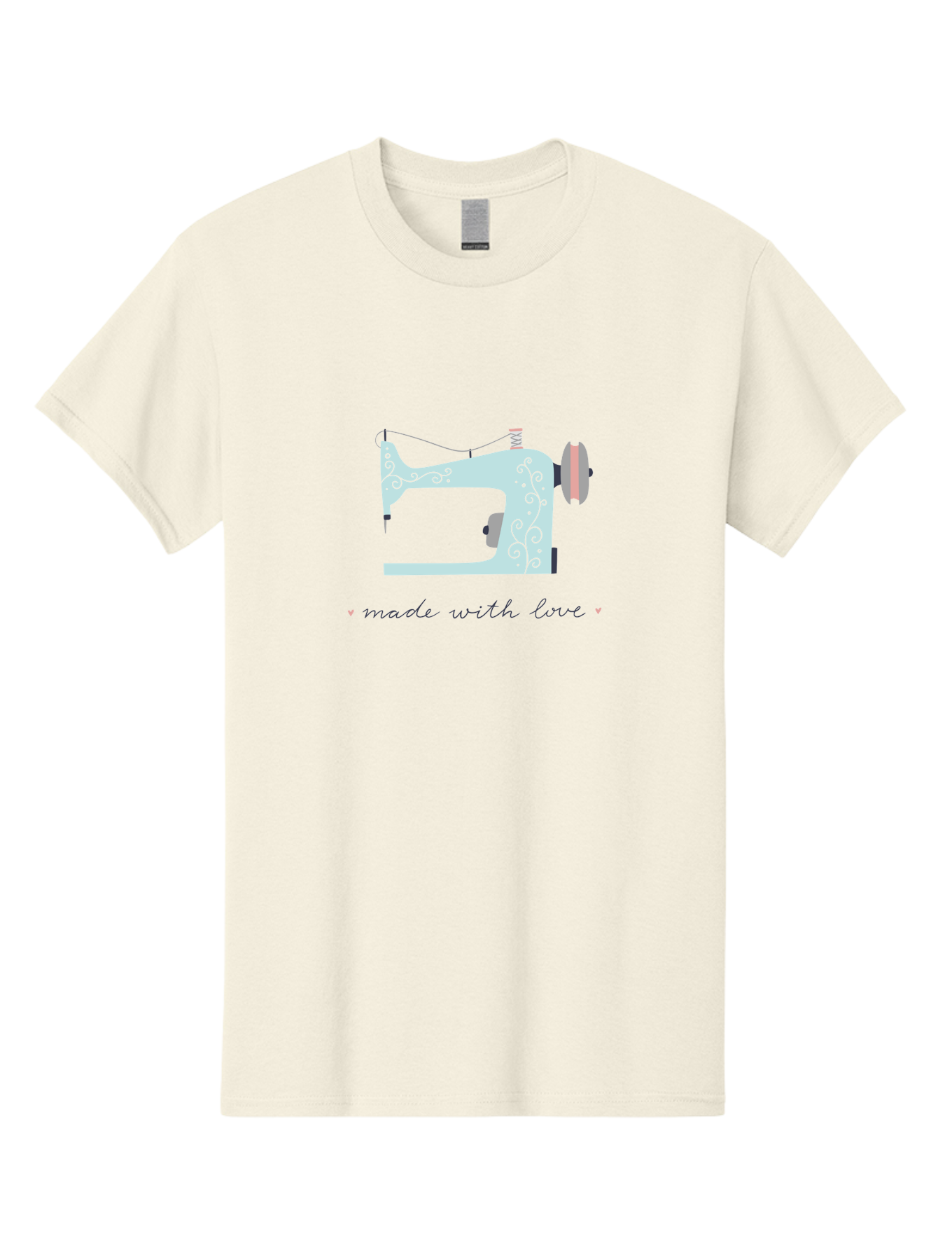 Made-With-Love-1 Men'S Graphic Tee, 100% Cotton, Comfortable Casual Summer Wear, Machine Washable, Vintage Sewing Machine, Handmade With Love, Sewing, Embroidery, Craft, Diy, Tailoring, Fashion Design Aac054