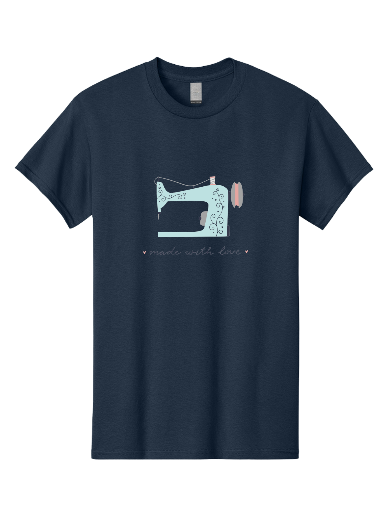 Made-With-Love-1 Men'S Graphic Tee, 100% Cotton, Comfortable Casual Summer Wear, Machine Washable, Vintage Sewing Machine, Handmade With Love, Sewing, Embroidery, Craft, Diy, Tailoring, Fashion Design Aac054