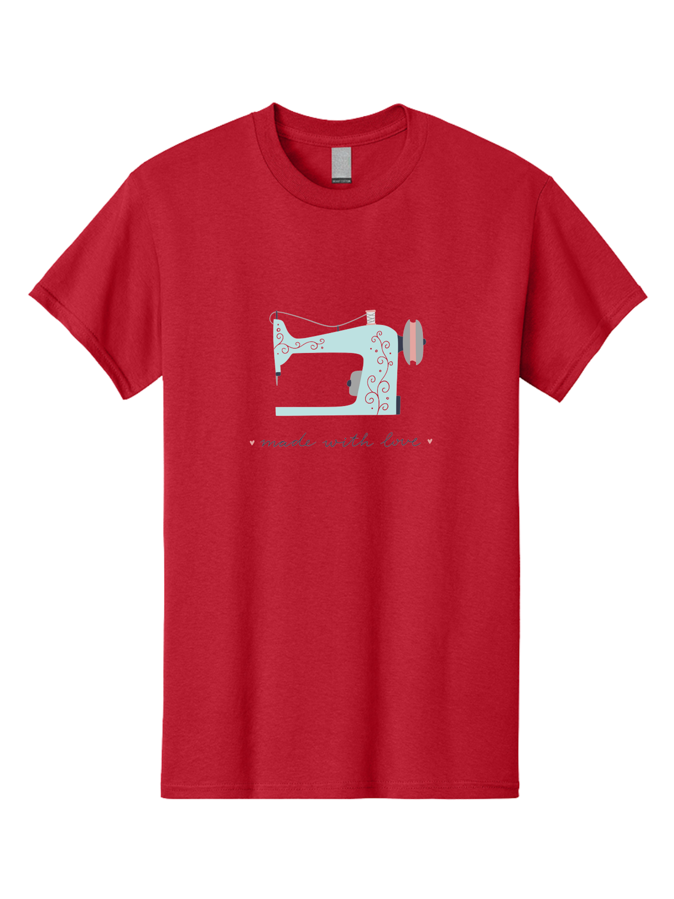 Made-With-Love-1 Men'S Graphic Tee, 100% Cotton, Comfortable Casual Summer Wear, Machine Washable, Vintage Sewing Machine, Handmade With Love, Sewing, Embroidery, Craft, Diy, Tailoring, Fashion Design Aac054